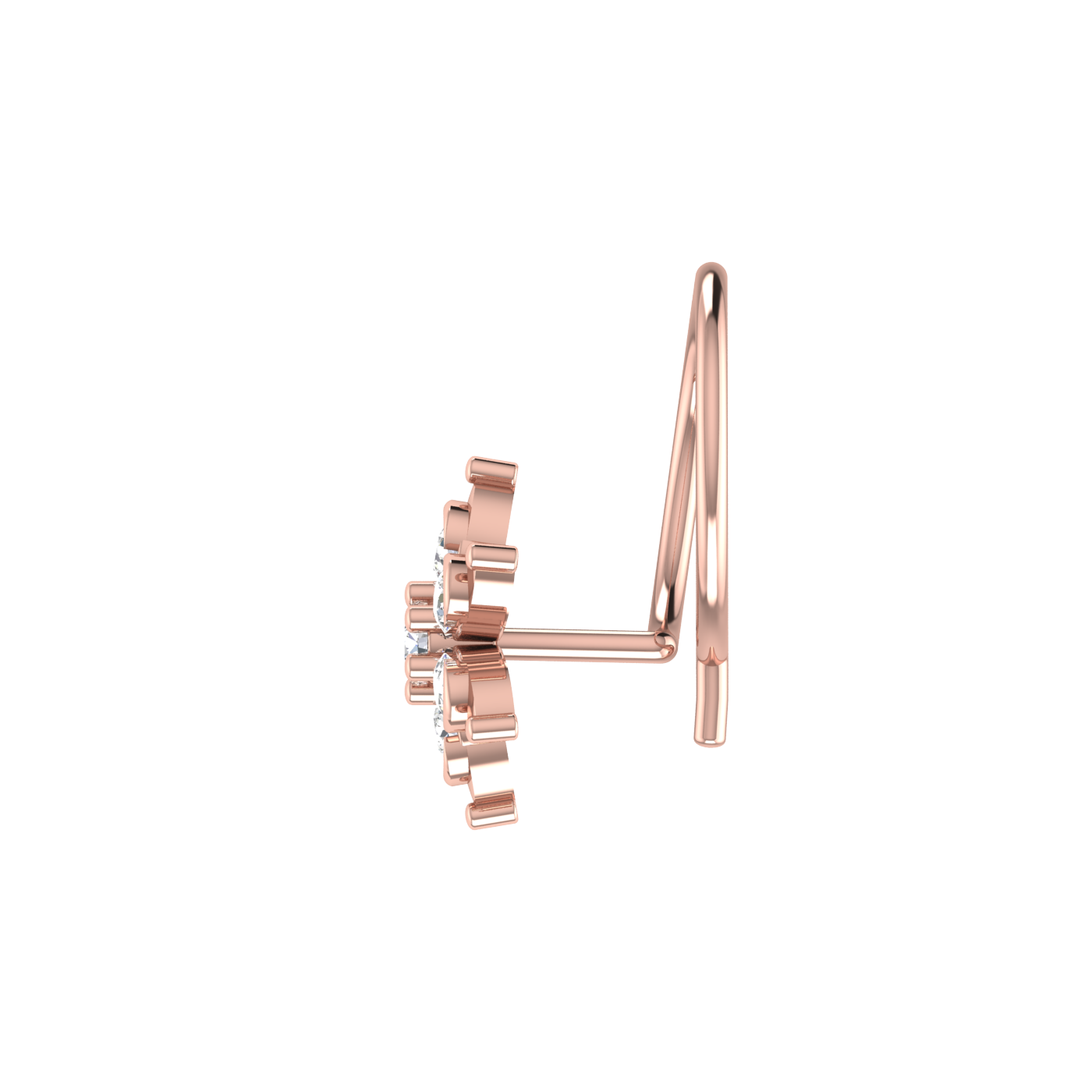 Elegant Flower Spark 0.09 Ct Lab Diamond Nose Pin