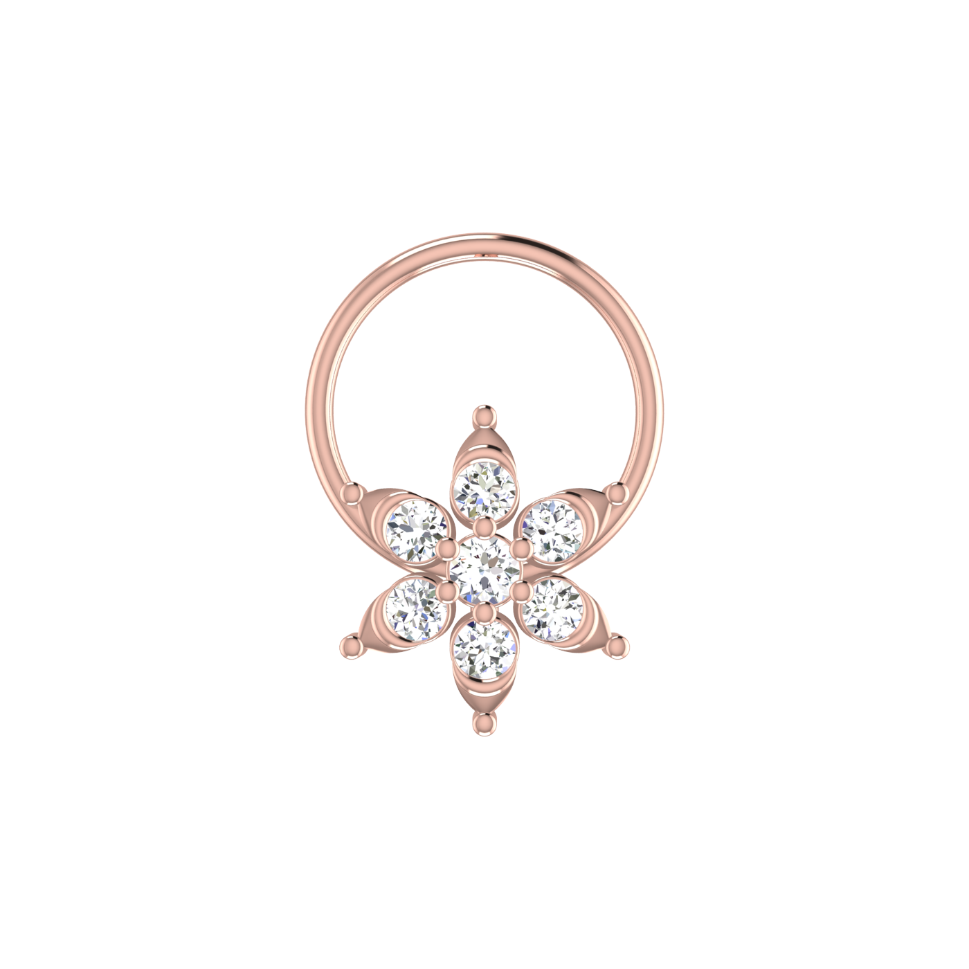 Elegant Flower Spark 0.09 Ct Lab Diamond Nose Pin