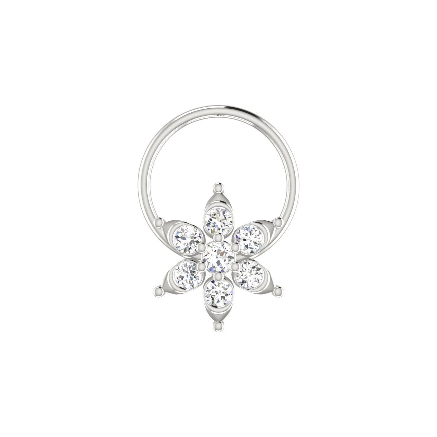 Elegant Flower Spark 0.09 Ct Lab Diamond Nose Pin