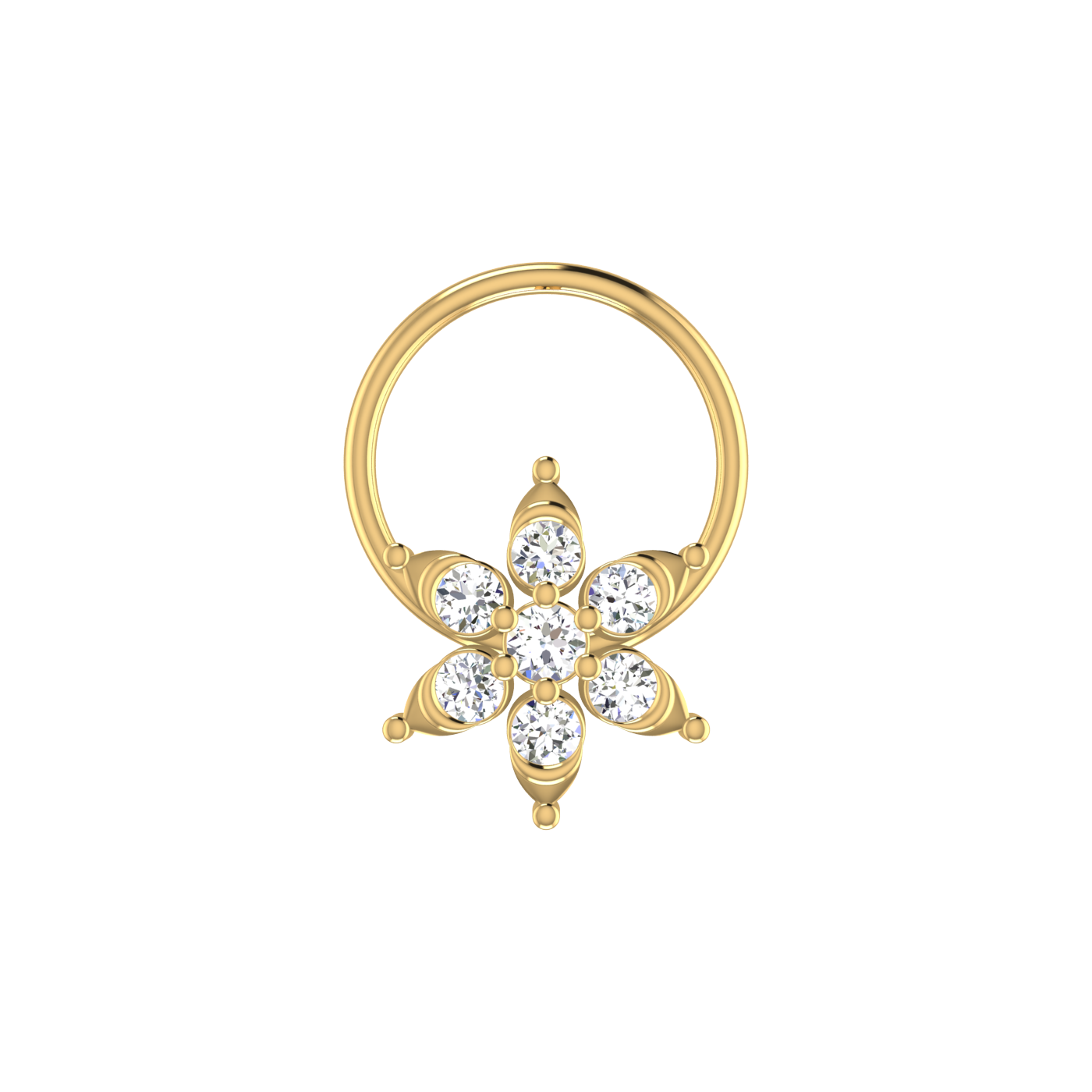 Elegant Flower Spark 0.09 Ct Lab Diamond Nose Pin