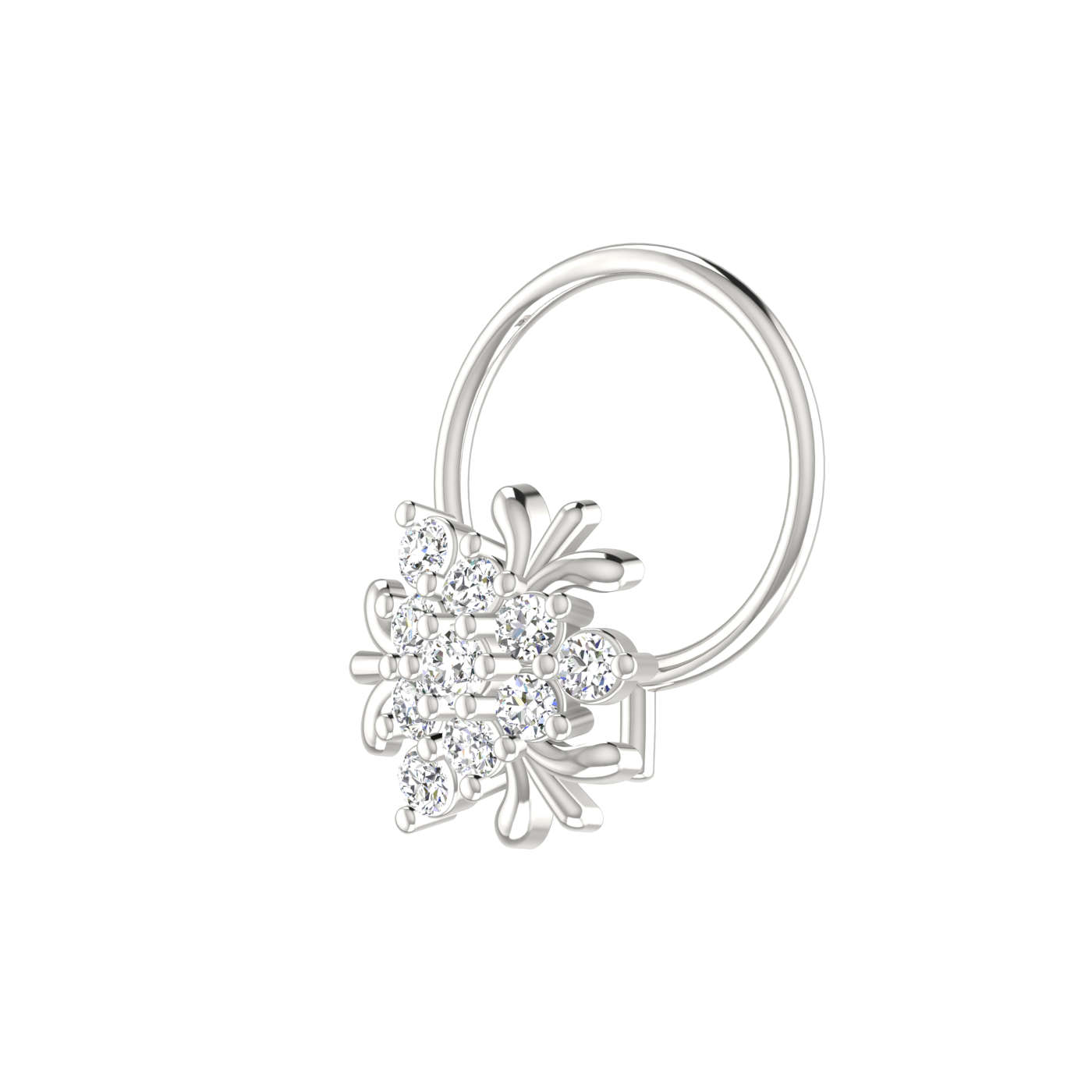 Chic Floral Sparkle 0.09 Ct Lab Grown Diamond Nose Pin