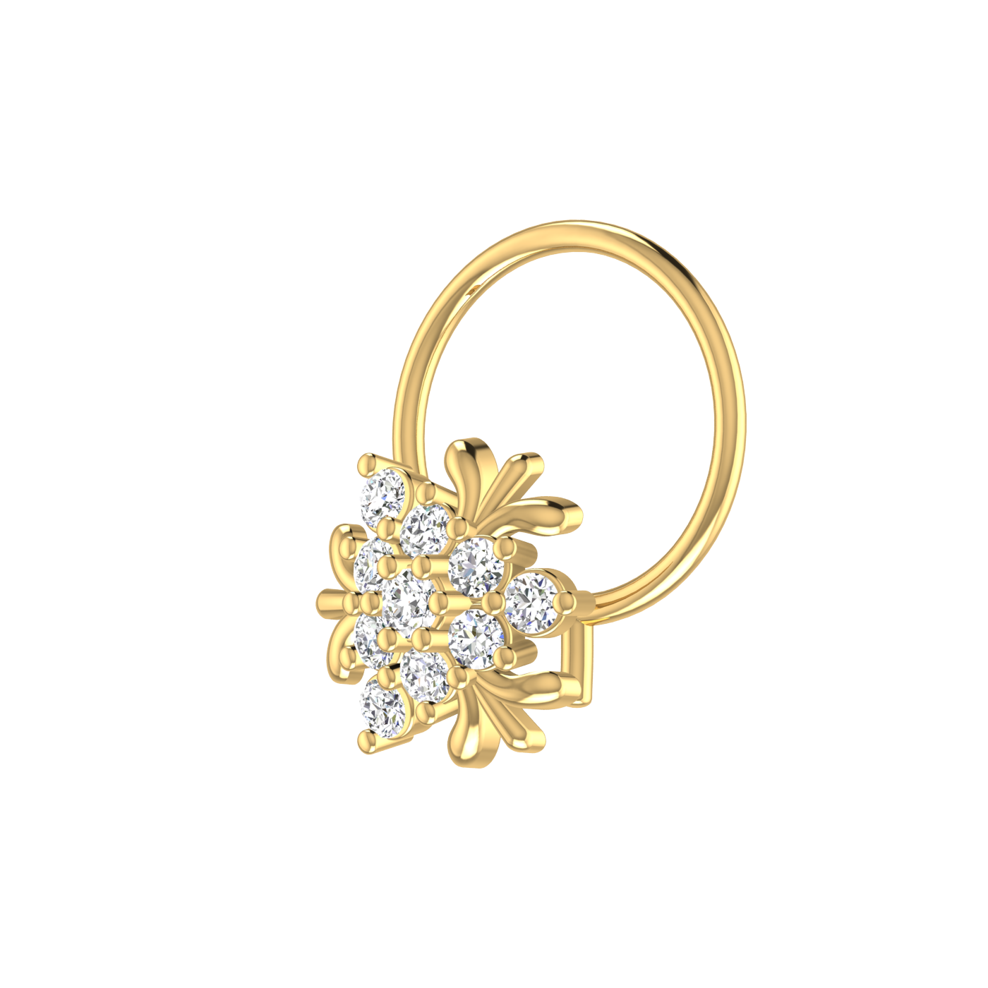 Chic Floral Sparkle 0.09 Ct Lab Grown Diamond Nose Pin