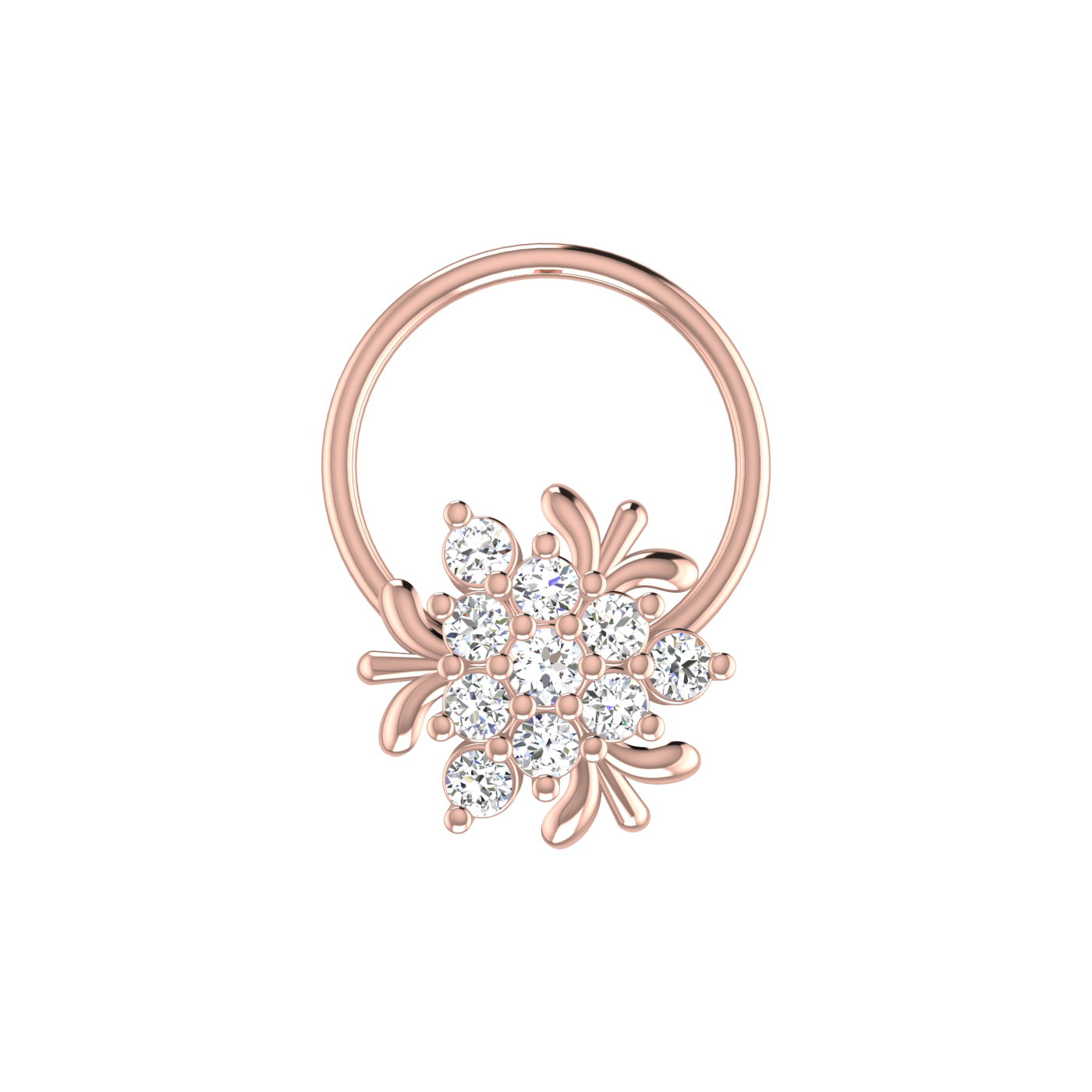 Chic Floral Sparkle 0.09 Ct Lab Grown Diamond Nose Pin