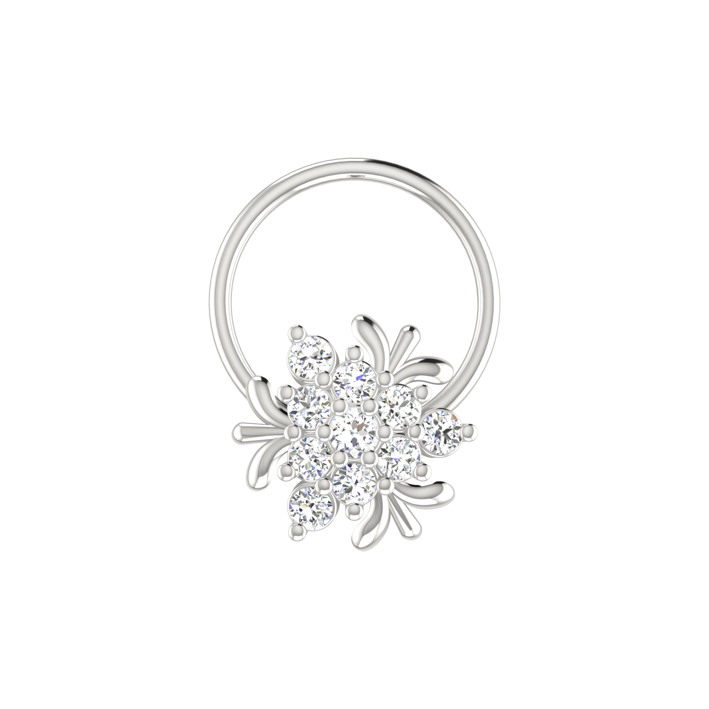 Chic Floral Sparkle 0.09 Ct Lab Grown Diamond Nose Pin