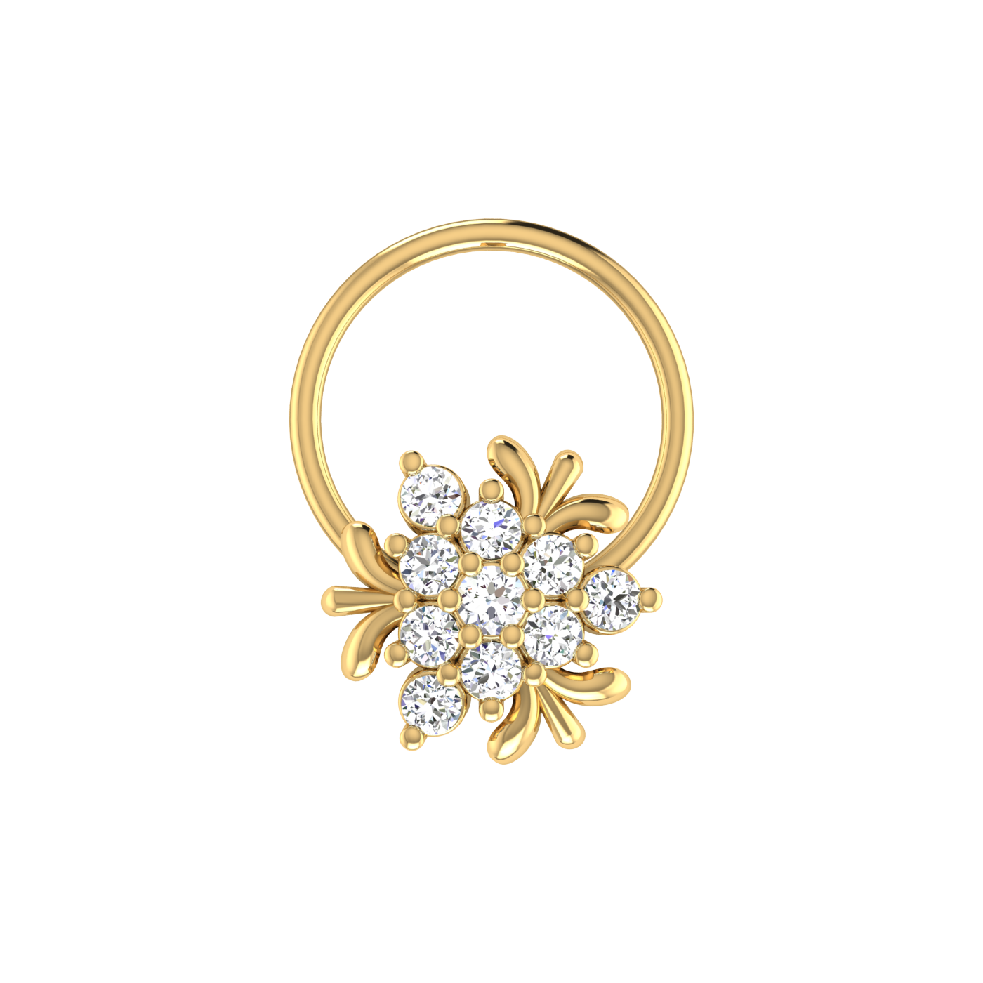 Chic Floral Sparkle 0.09 Ct Lab Grown Diamond Nose Pin