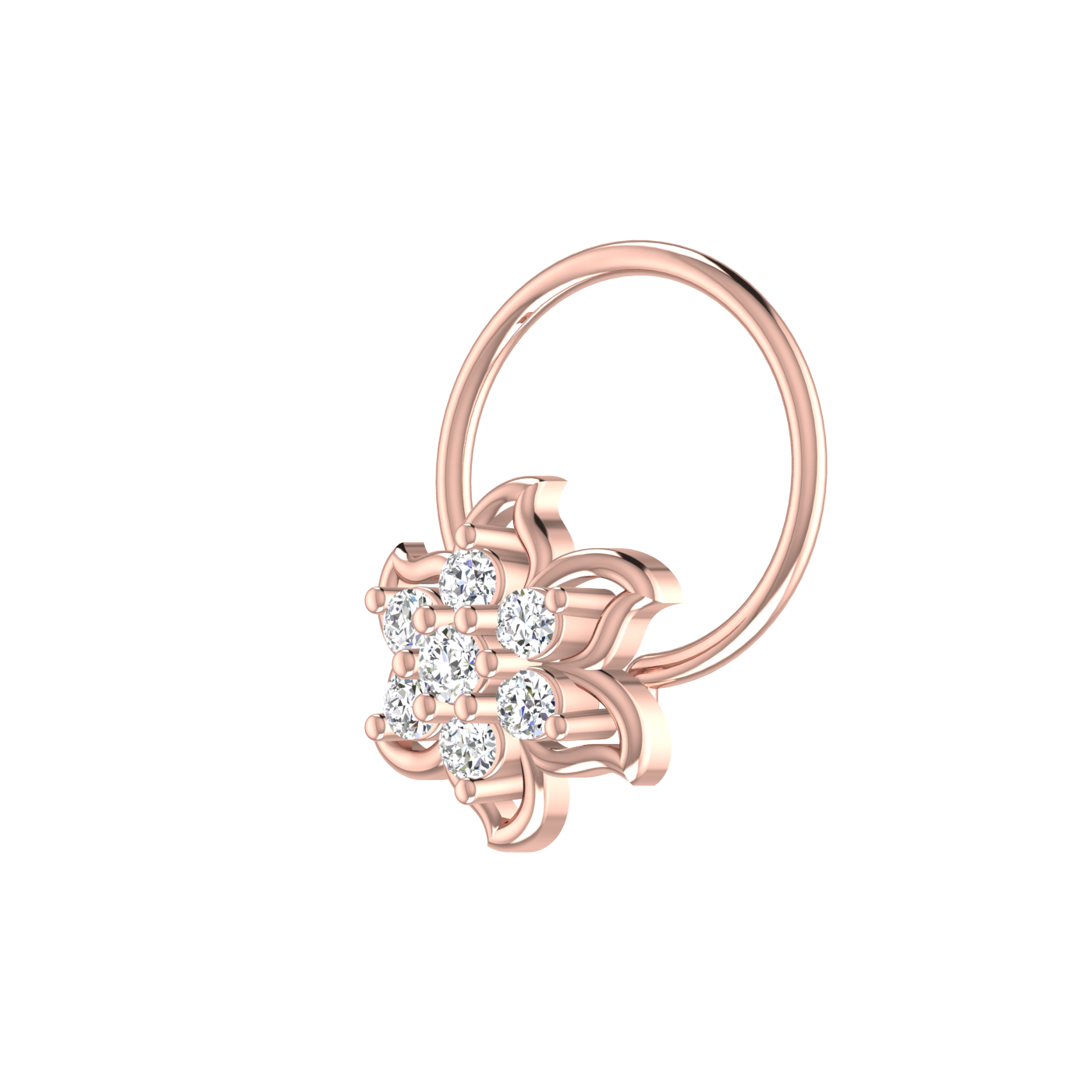 Brilliant Bloom Cluster 0.07 Ct Diamond Nose Pin