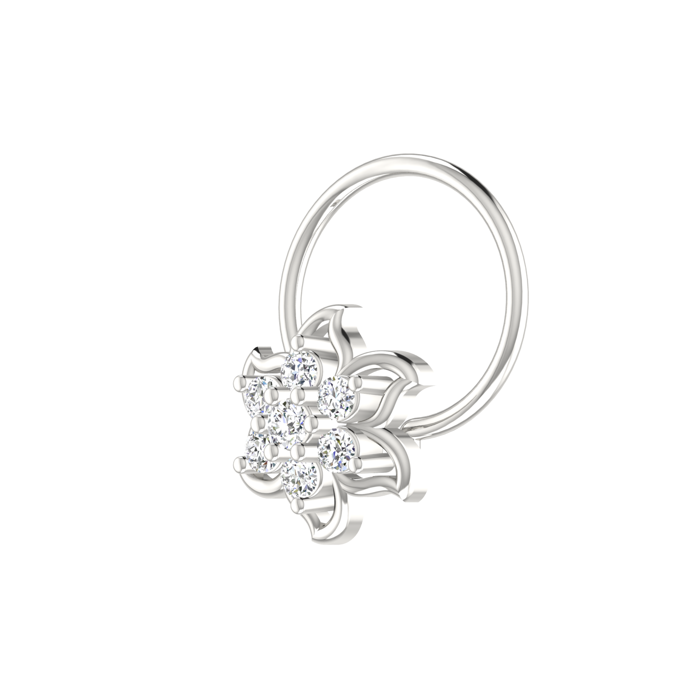 Brilliant Bloom Cluster 0.07 Ct Diamond Nose Pin