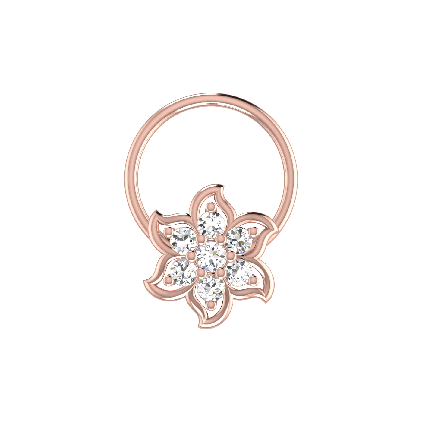 Brilliant Bloom Cluster 0.07 Ct Diamond Nose Pin