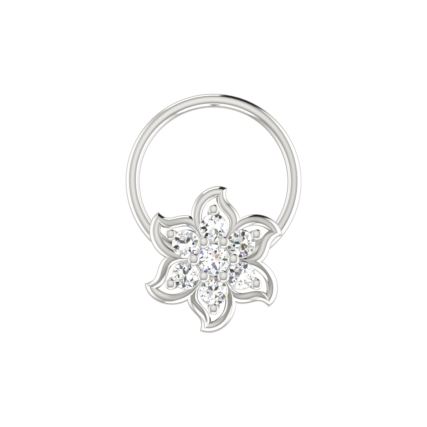 Brilliant Bloom Cluster 0.07 Ct Diamond Nose Pin
