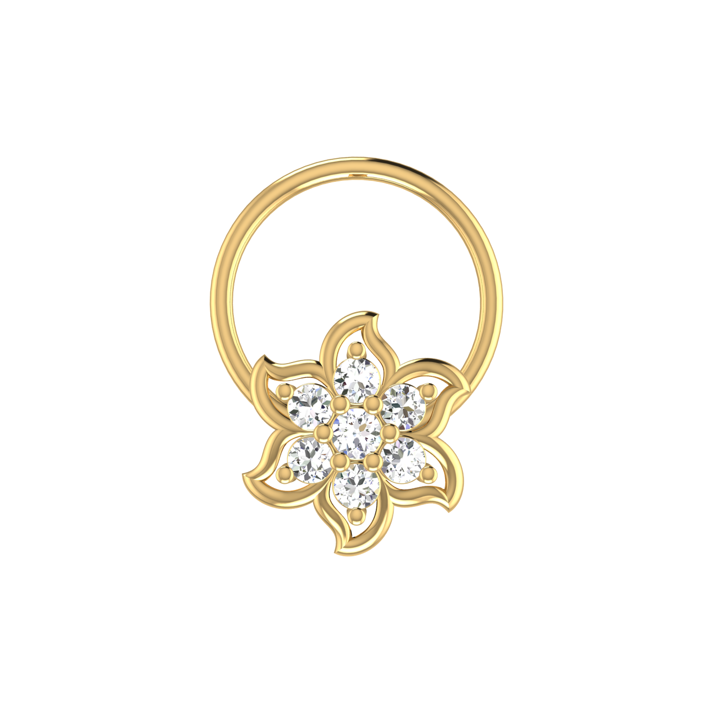 Brilliant Bloom Cluster 0.07 Ct Diamond Nose Pin