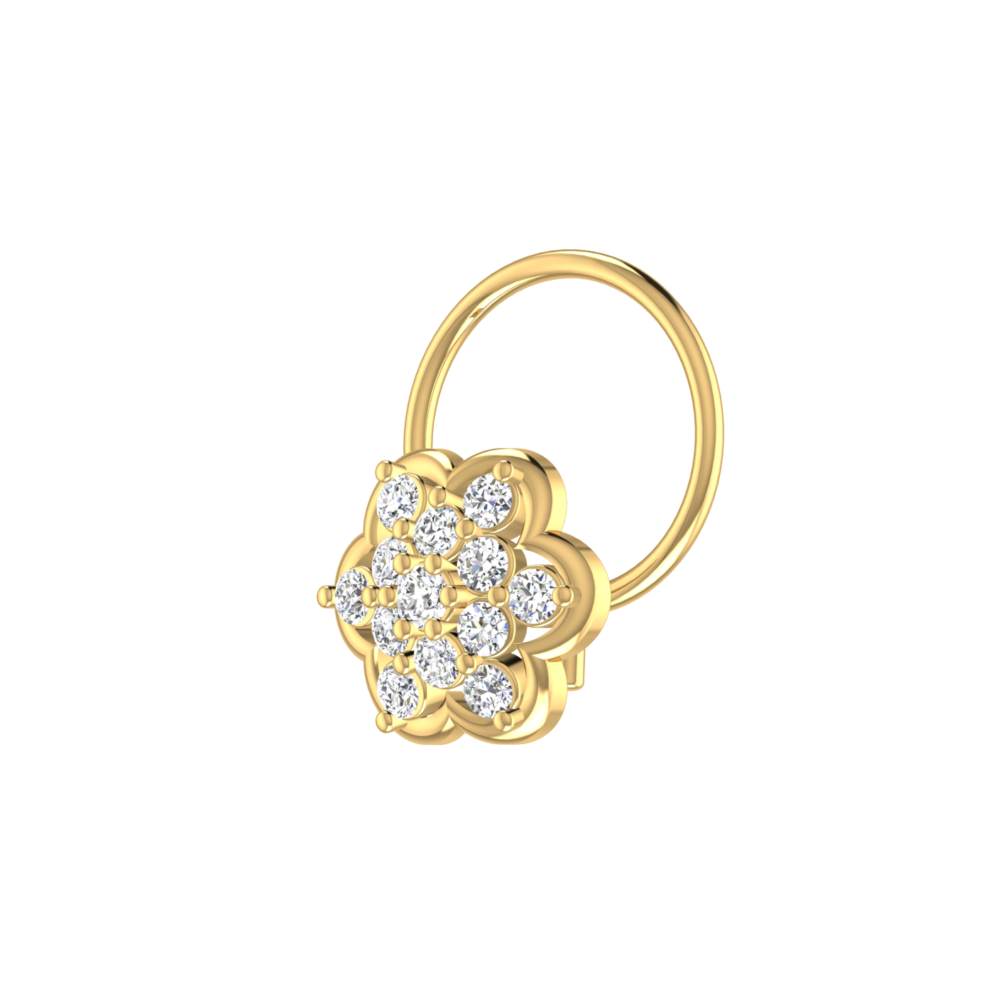 0.11  Carat Natural Diamond Nose Pin - HI Color, VS-SI Clarity.