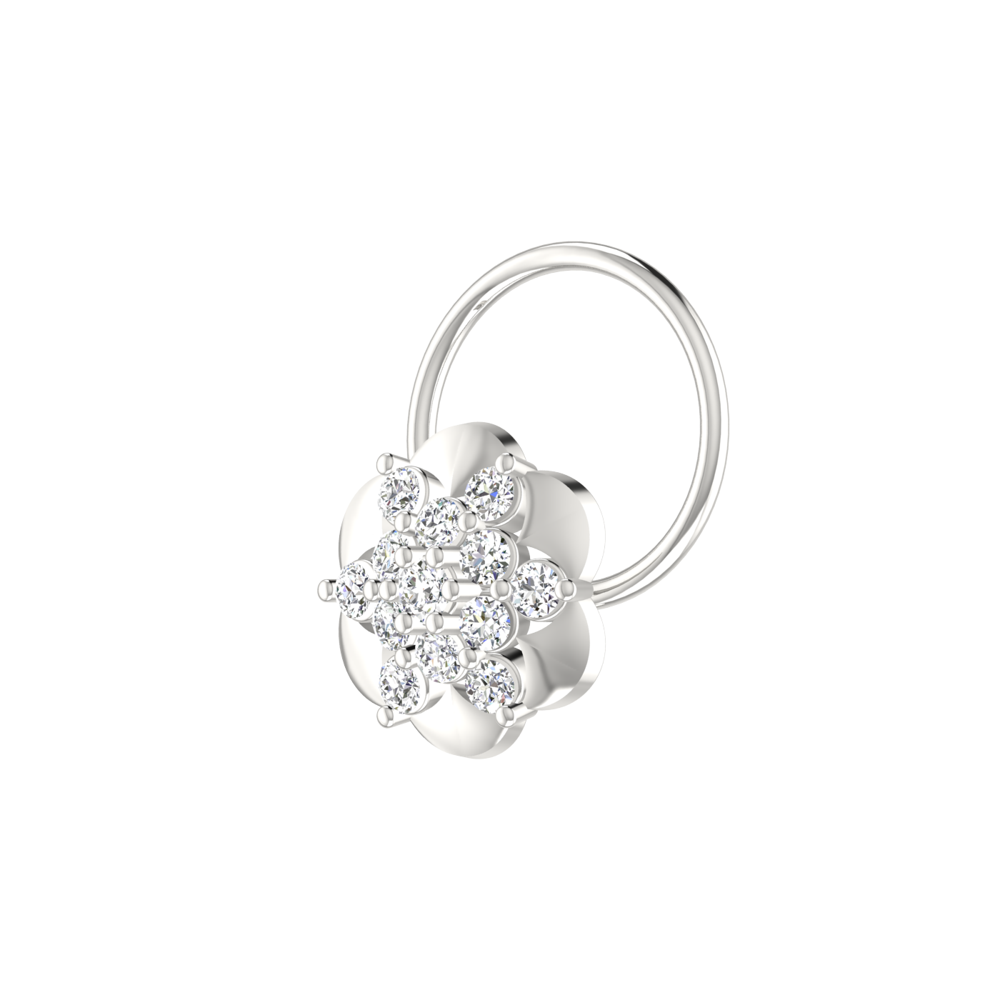 Eco-Friendly Lab Grown Diamond Flower Shape Nose Pin 0.11 Ct