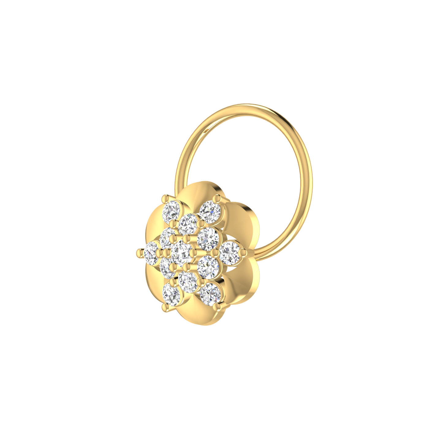 Eco-Friendly Lab Grown Diamond Flower Shape Nose Pin 0.11 Ct