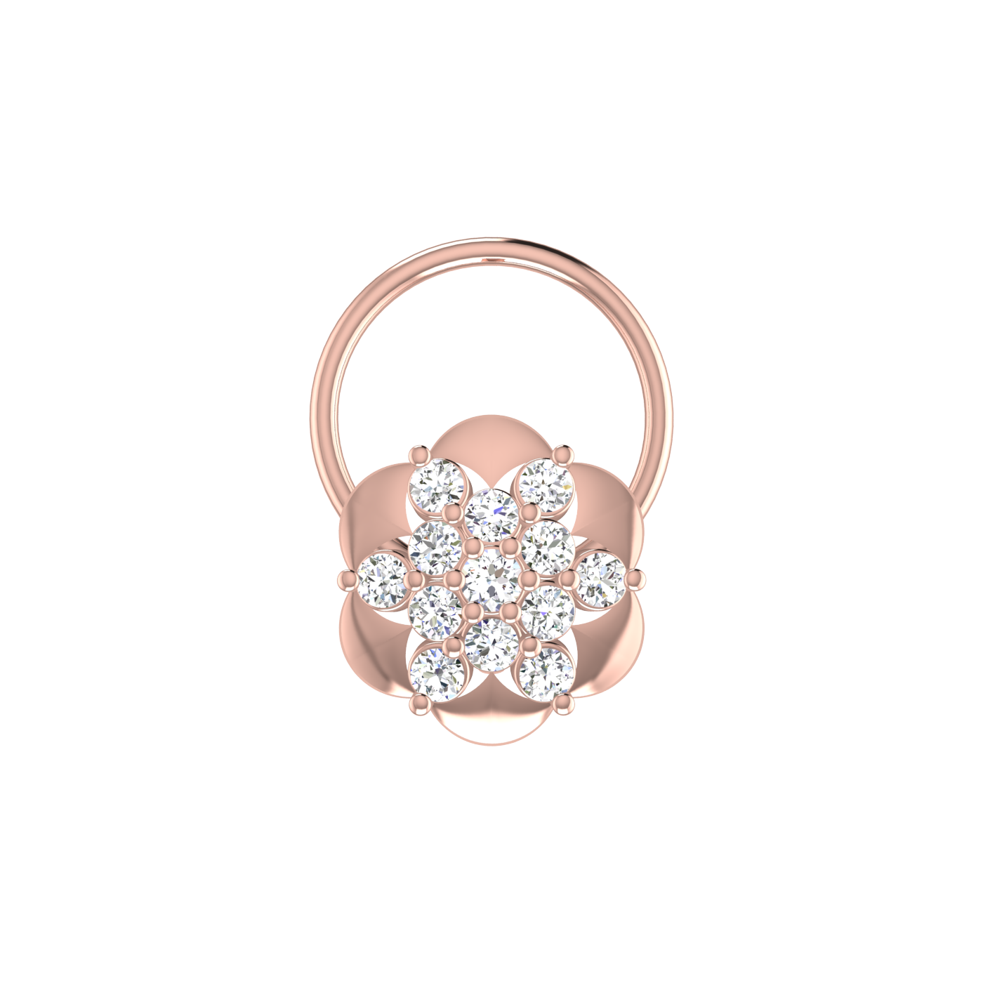 Eco-Friendly Lab Grown Diamond Flower Shape Nose Pin 0.11 Ct