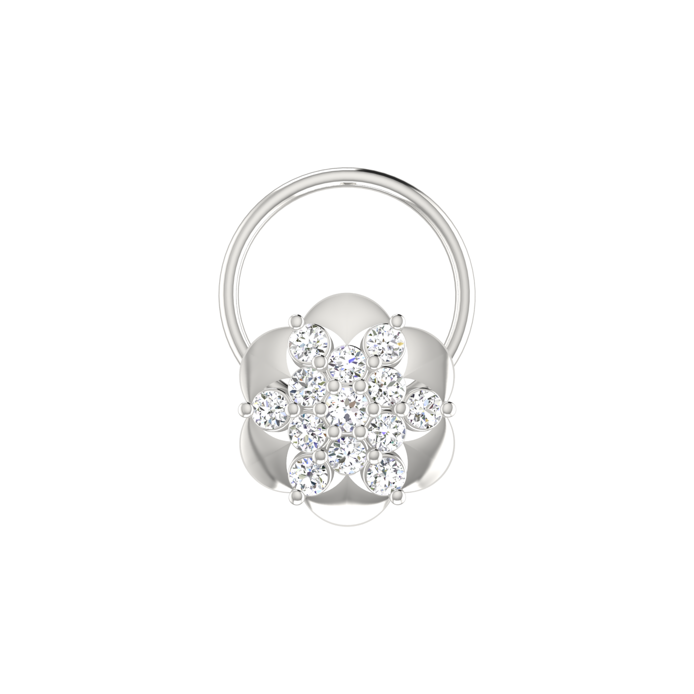 Eco-Friendly Lab Grown Diamond Flower Shape Nose Pin 0.11 Ct
