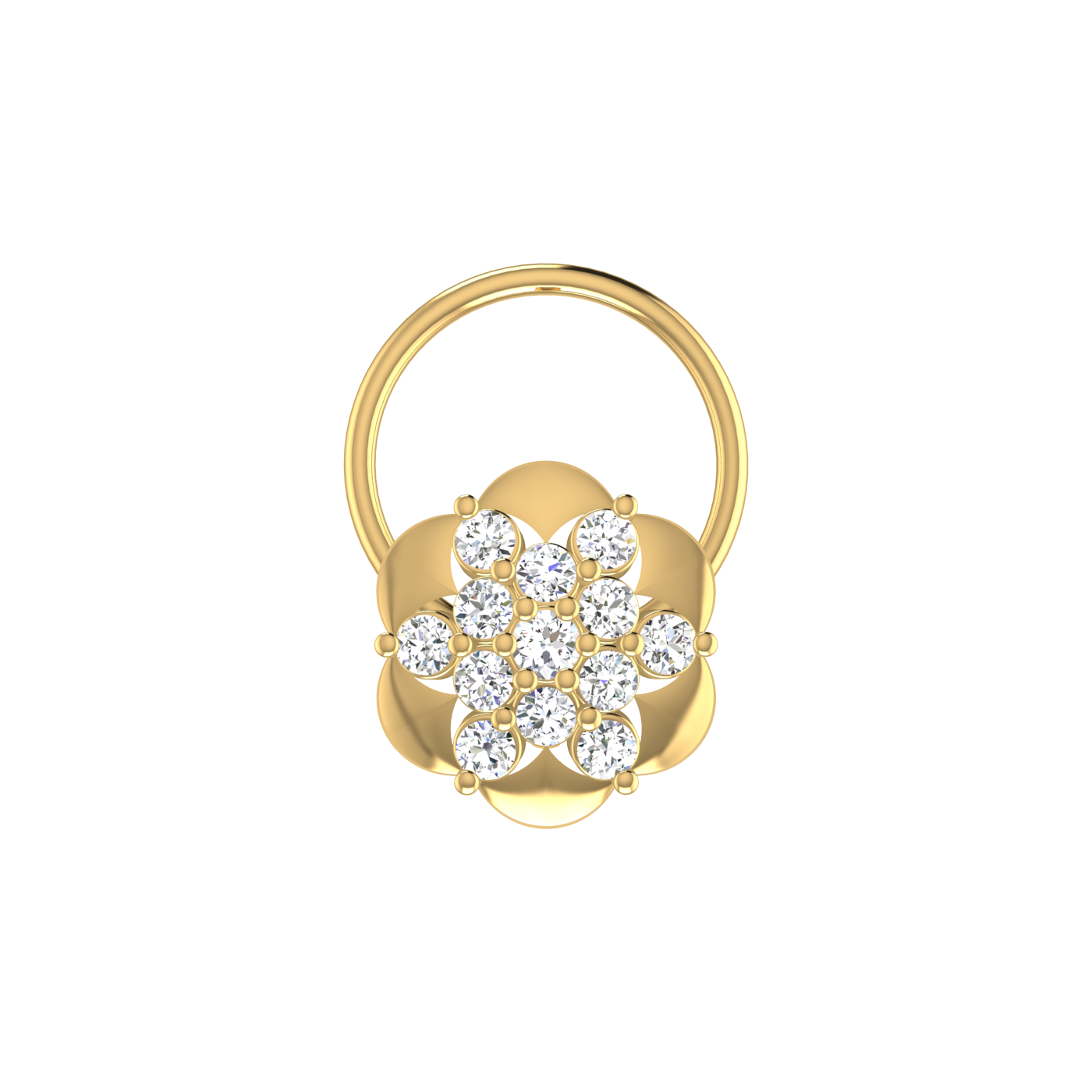 Eco-Friendly Lab Grown Diamond Flower Shape Nose Pin 0.11 Ct