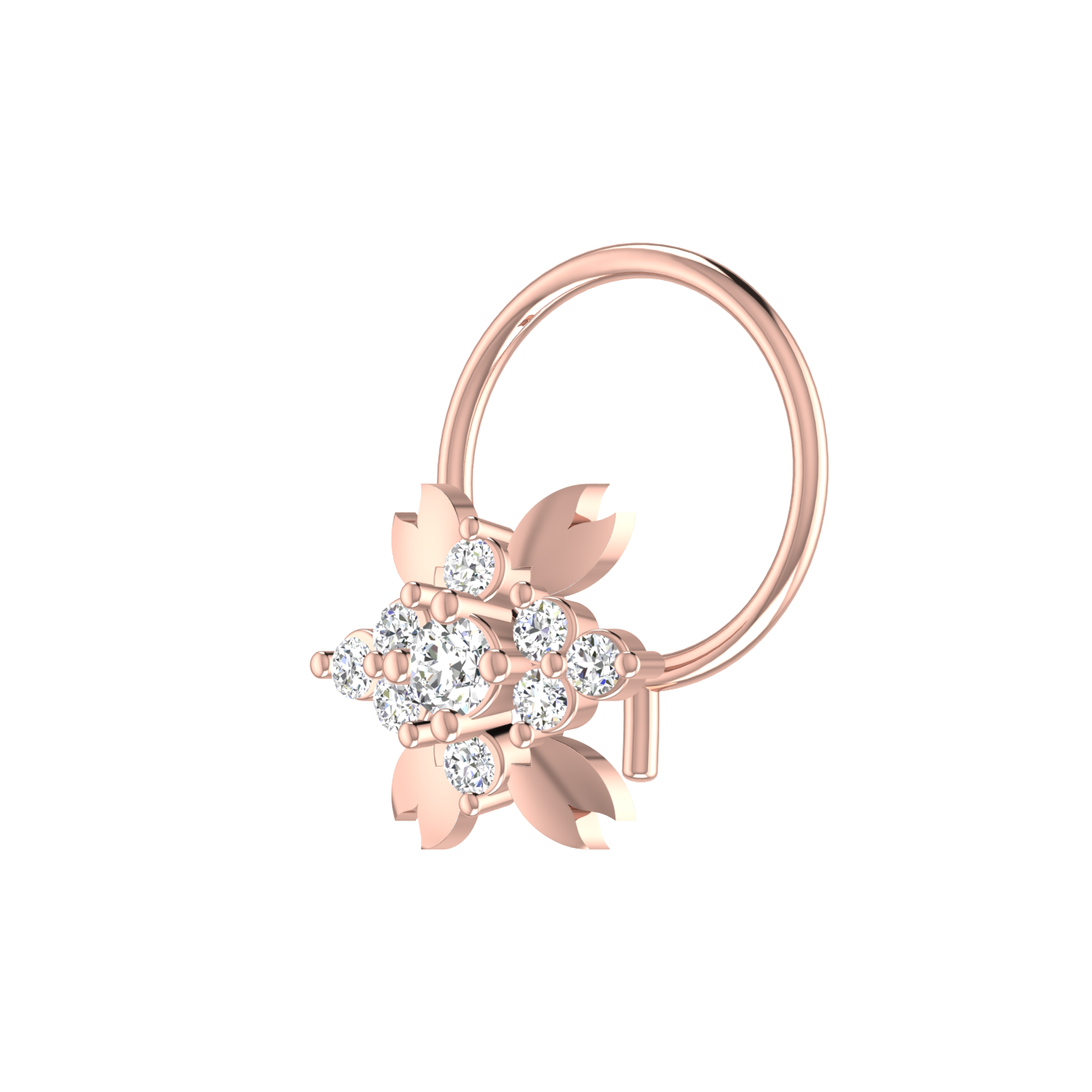 Sleek Floral Petal Glow 0.08 Ct Lab Diamond Nose Pin