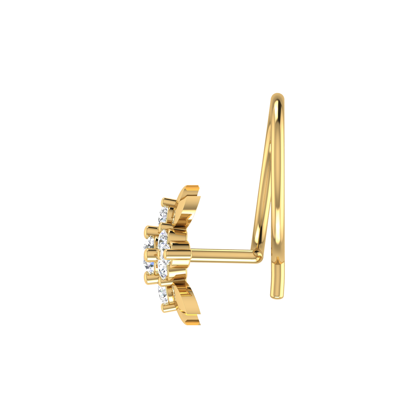 Sleek Floral Petal Glow 0.08 Ct Lab Diamond Nose Pin