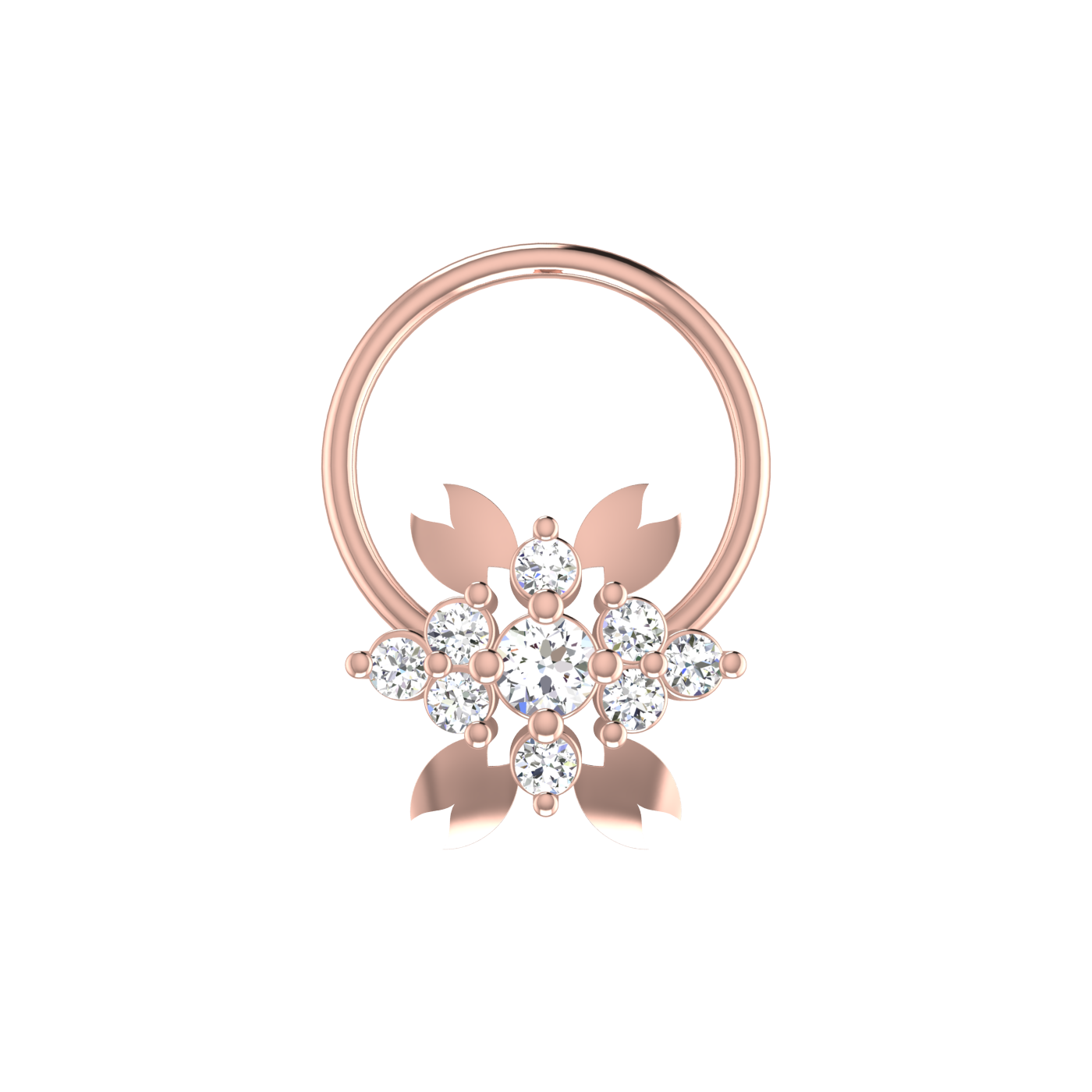 Sleek Floral Petal Glow 0.08 Ct Lab Diamond Nose Pin
