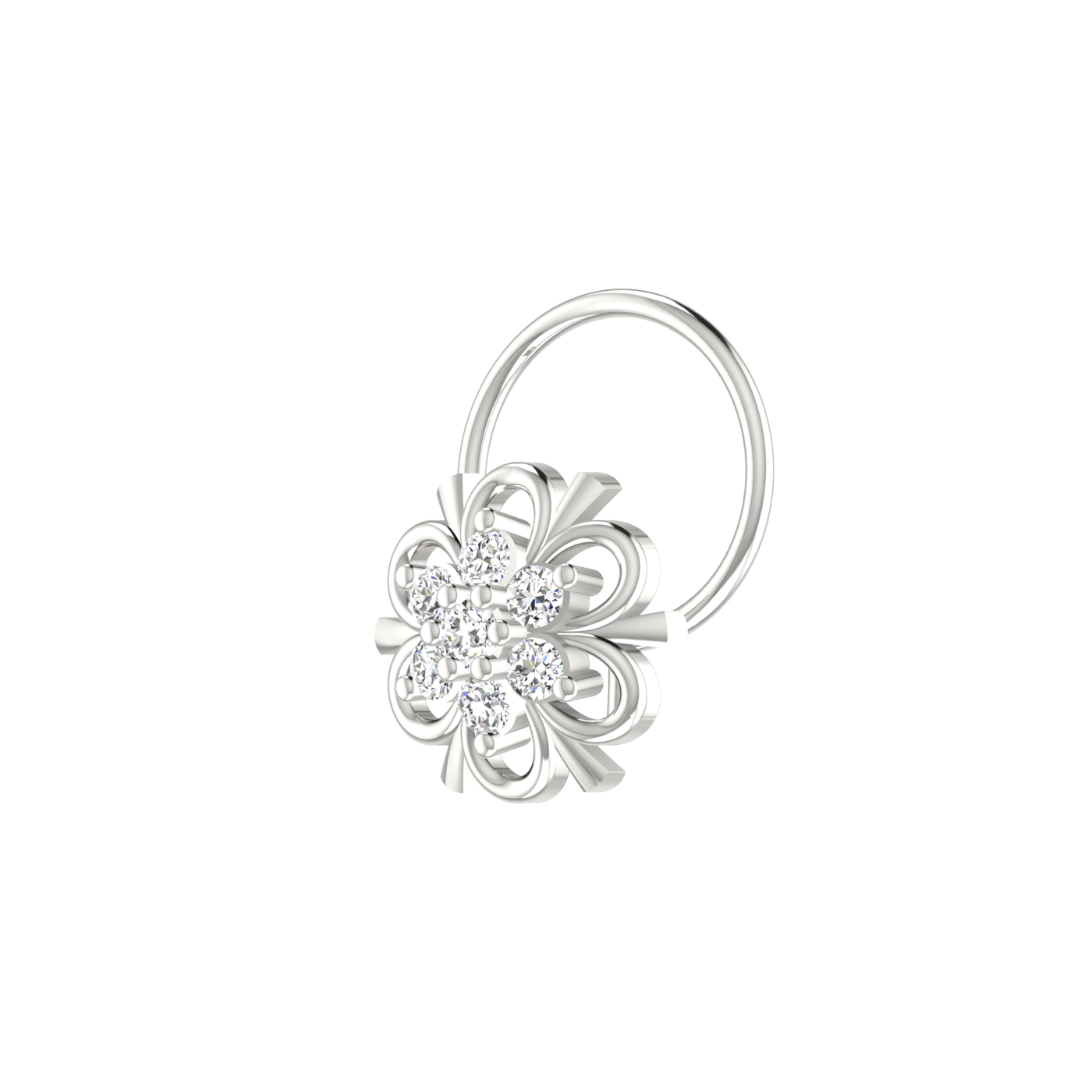 Dainty Floral Loop Shine 0.09 Ct Lab Grown Nose Pin