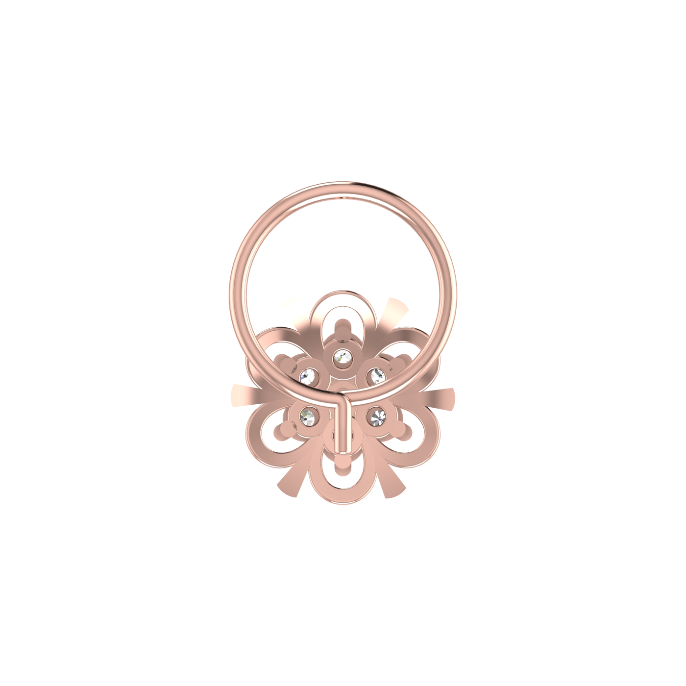 Dainty Floral Loop Shine 0.09 Ct Lab Grown Nose Pin