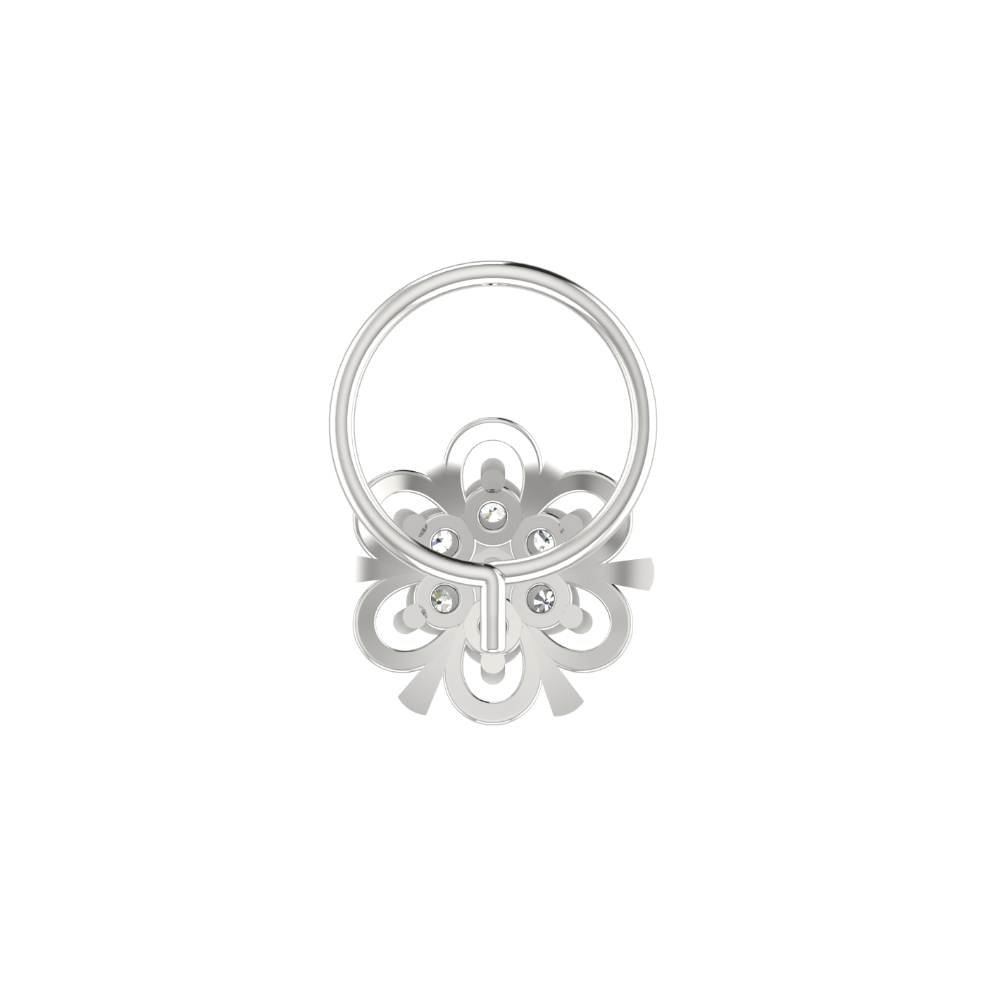 Dainty Floral Loop Shine 0.09 Ct Lab Grown Nose Pin