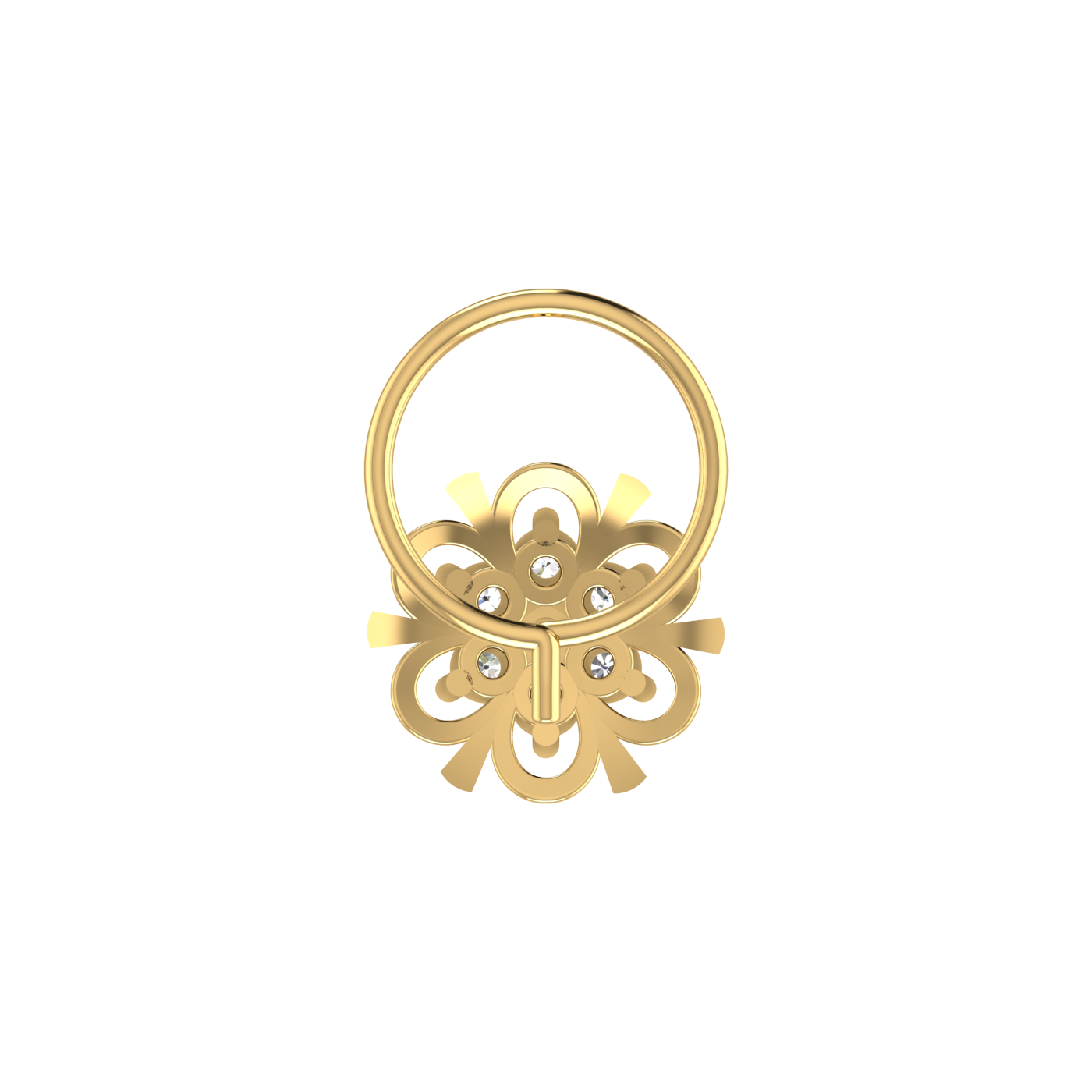 Dainty Floral Loop Shine 0.09 Ct Lab Grown Nose Pin