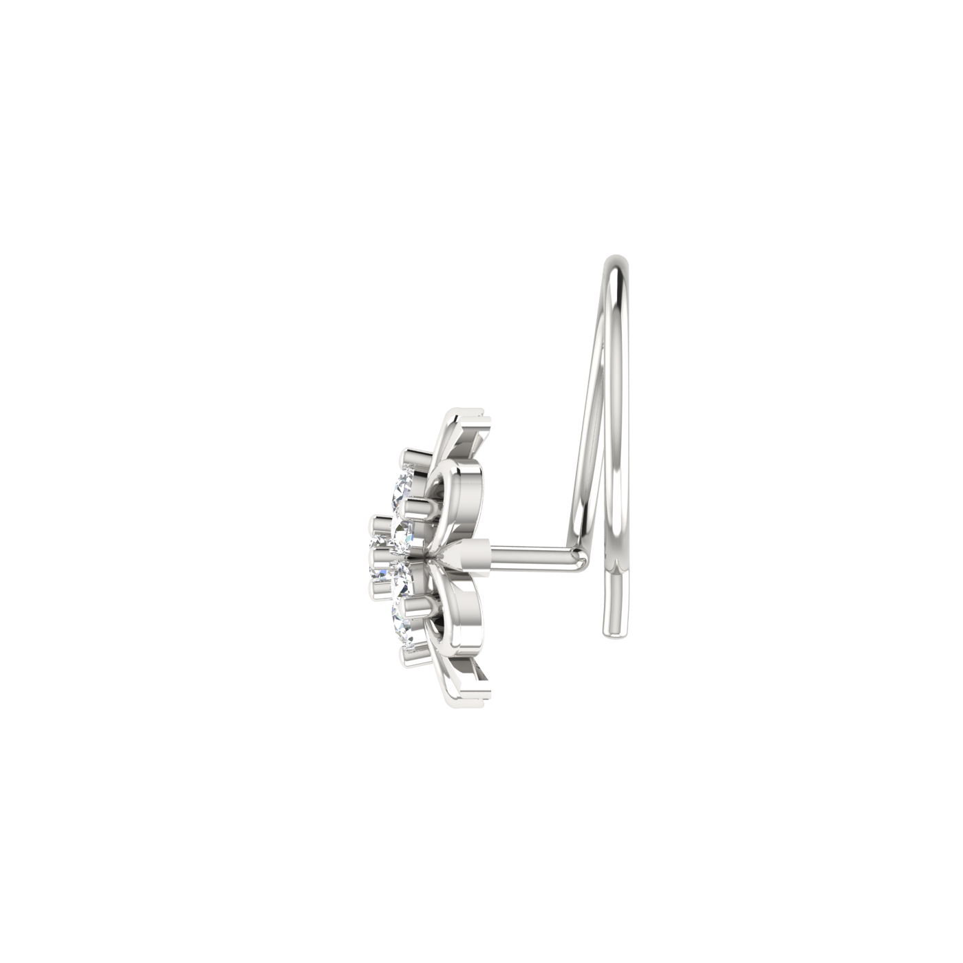 Dainty Floral Loop Shine 0.09 Ct Lab Grown Nose Pin