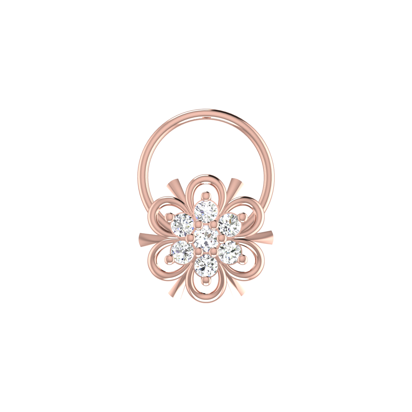 Dainty Floral Loop Shine 0.09 Ct Lab Grown Nose Pin
