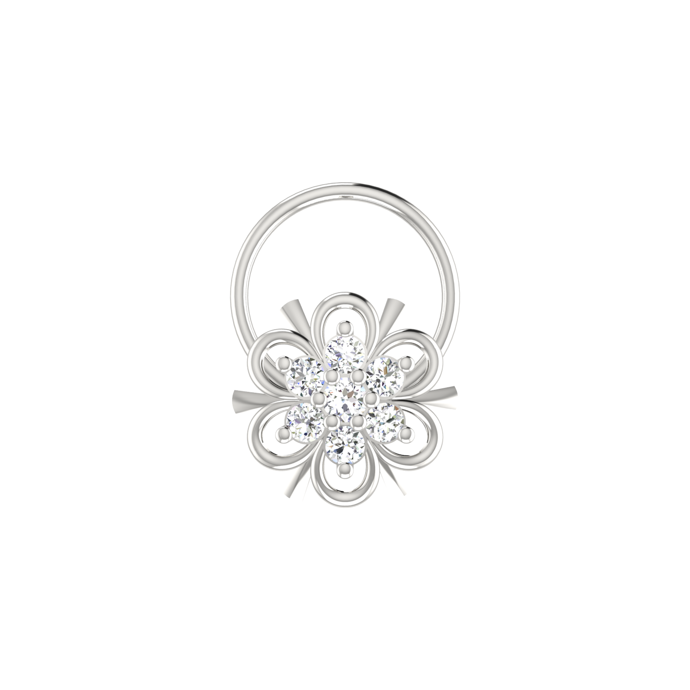 Dainty Floral Loop Shine 0.09 Ct Lab Grown Nose Pin