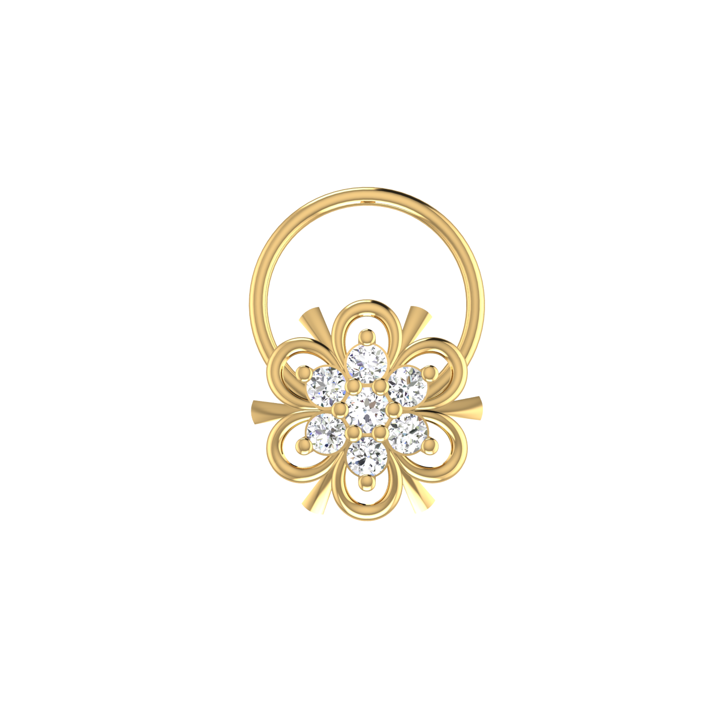 Dainty Floral Loop Shine 0.09 Ct Lab Grown Nose Pin