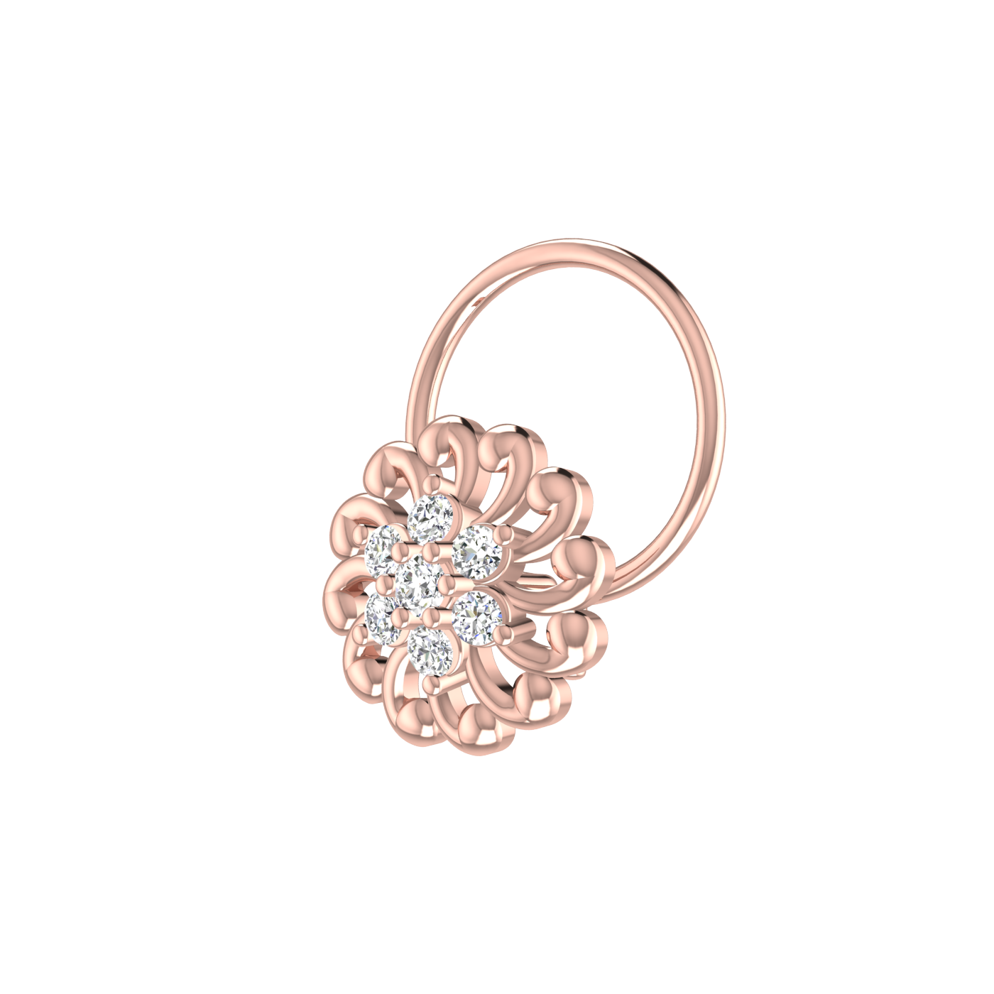 Timeless Swirl Bloom — 0.06 Ct EF/VVS-VS Lab Grown Diamond Nose Pin