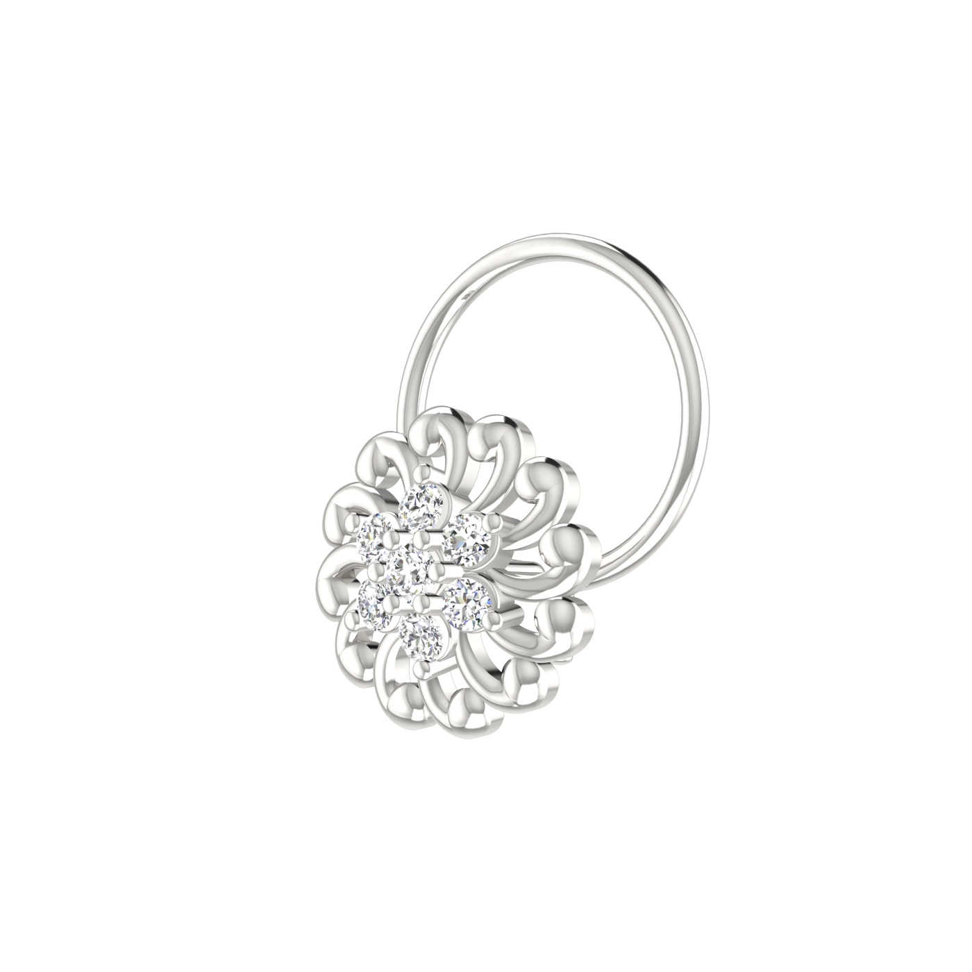 Timeless Swirl Bloom — 0.06 Ct EF/VVS-VS Lab Grown Diamond Nose Pin