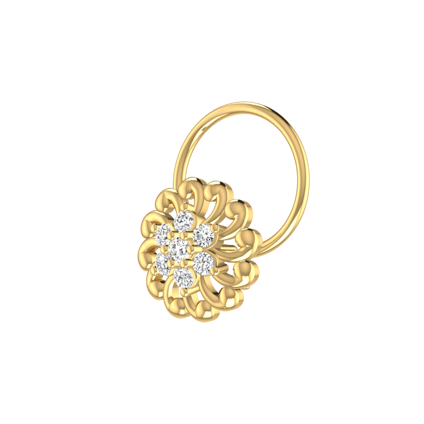 Timeless Swirl Bloom — 0.06 Ct EF/VVS-VS Lab Grown Diamond Nose Pin