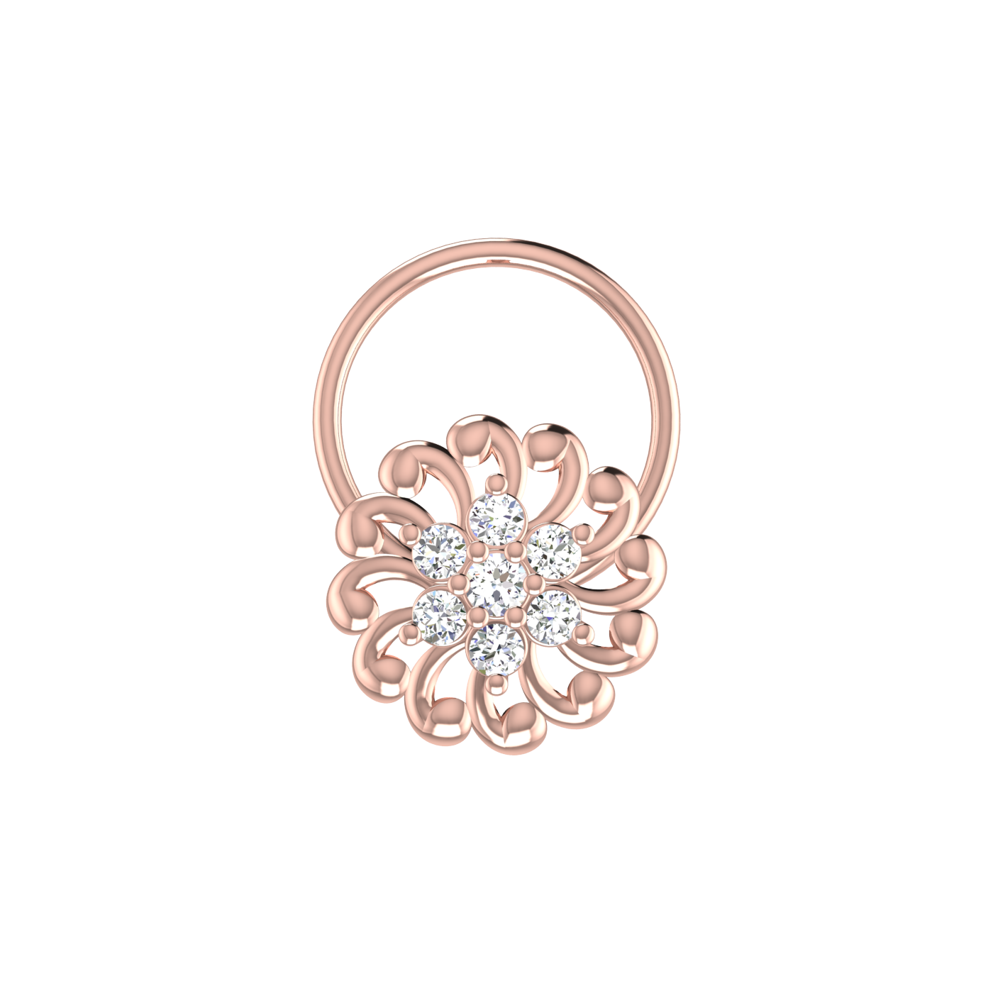 Timeless Swirl Bloom — 0.06 Ct EF/VVS-VS Lab Grown Diamond Nose Pin