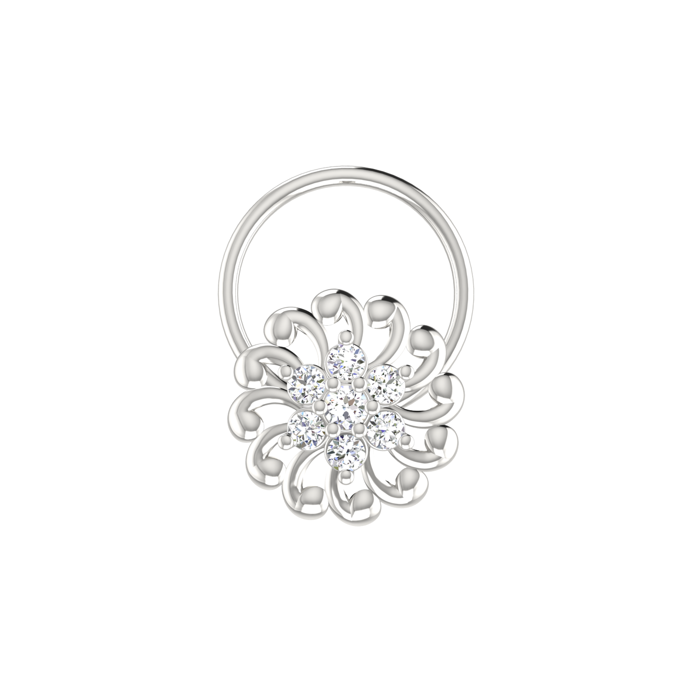 Timeless Swirl Bloom — 0.06 Ct EF/VVS-VS Lab Grown Diamond Nose Pin