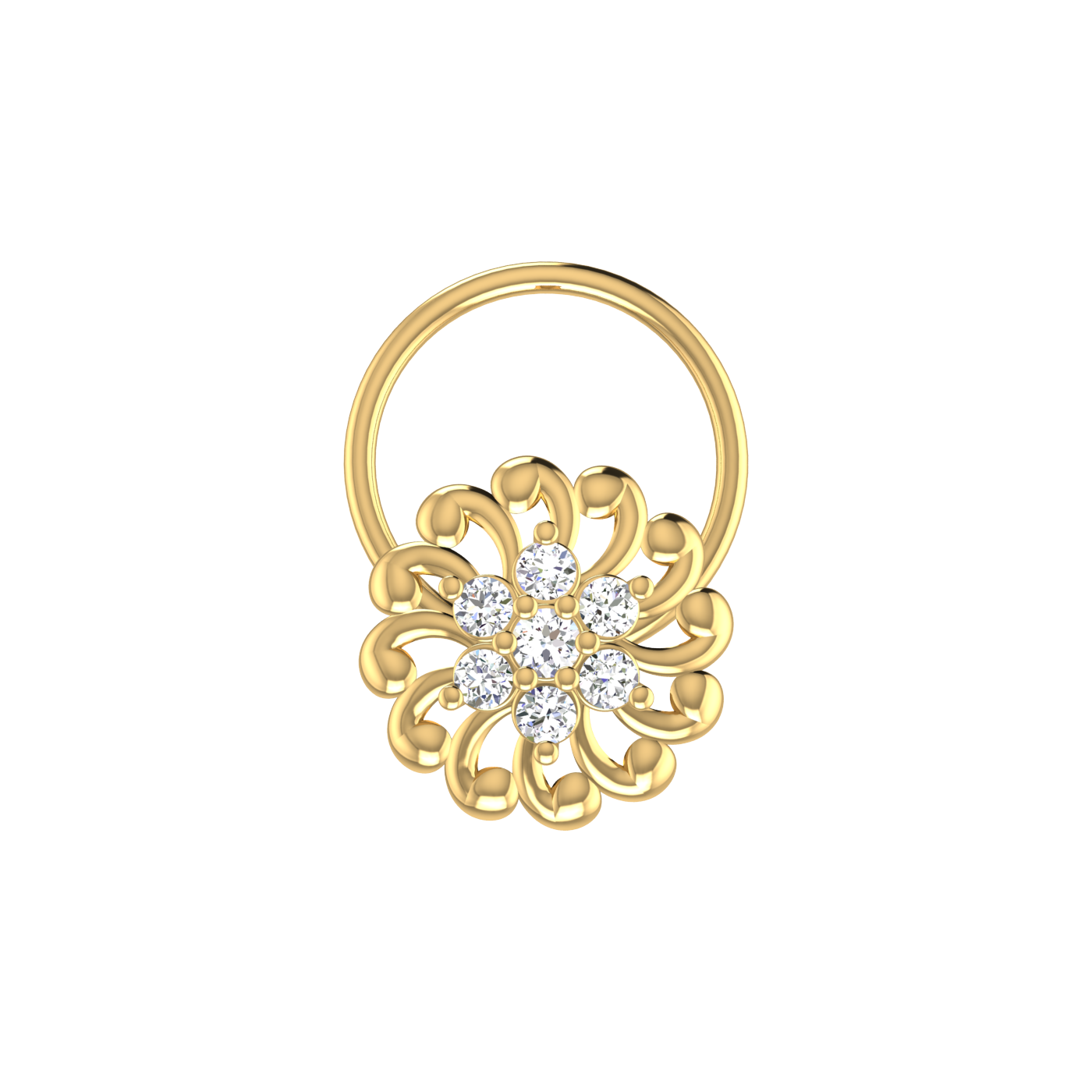 Timeless Swirl Bloom — 0.06 Ct EF/VVS-VS Lab Grown Diamond Nose Pin