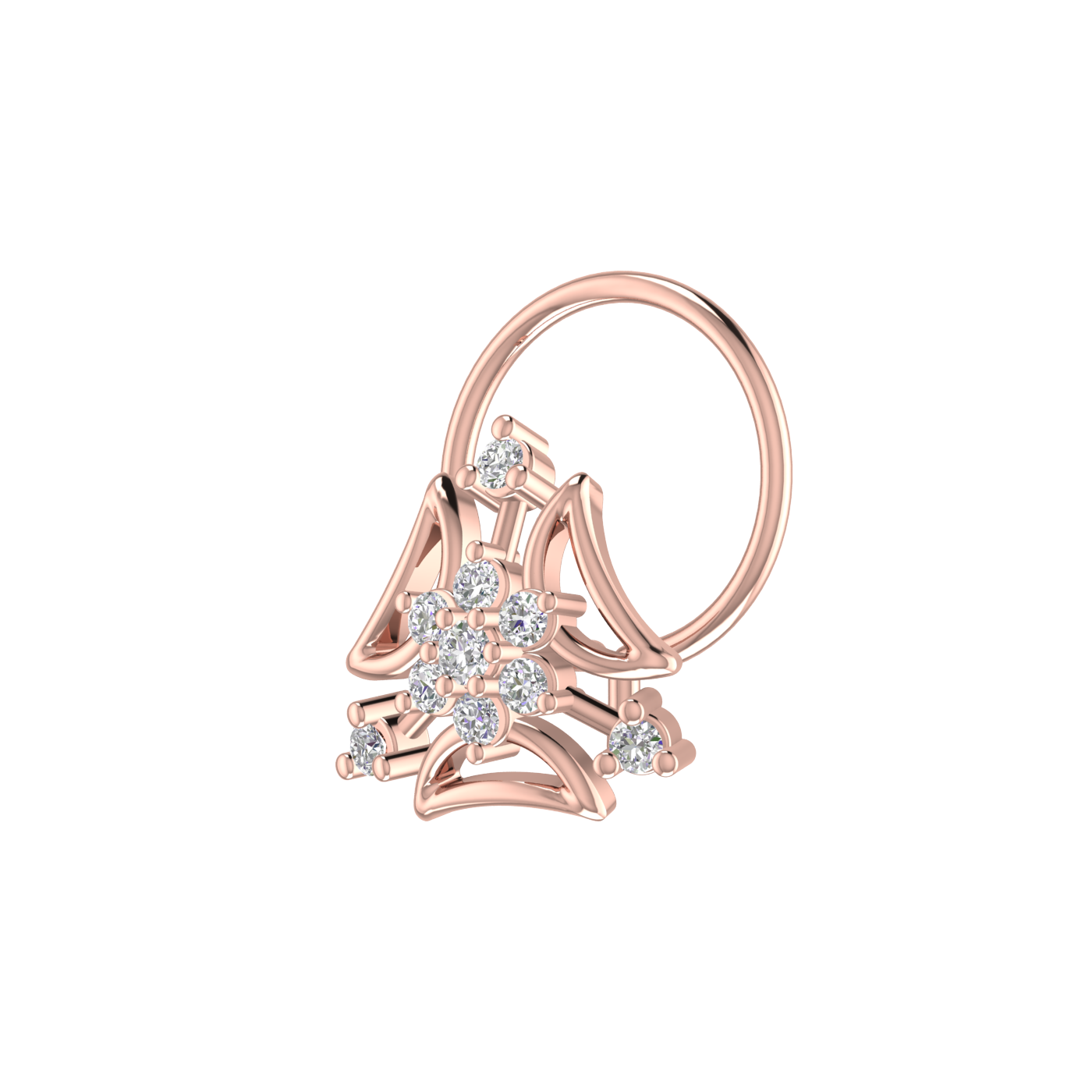 Delicate Floral Motif Spark – 0.07 Ct EF/VVS-VS Lab Grown Diamond Nose Pin
