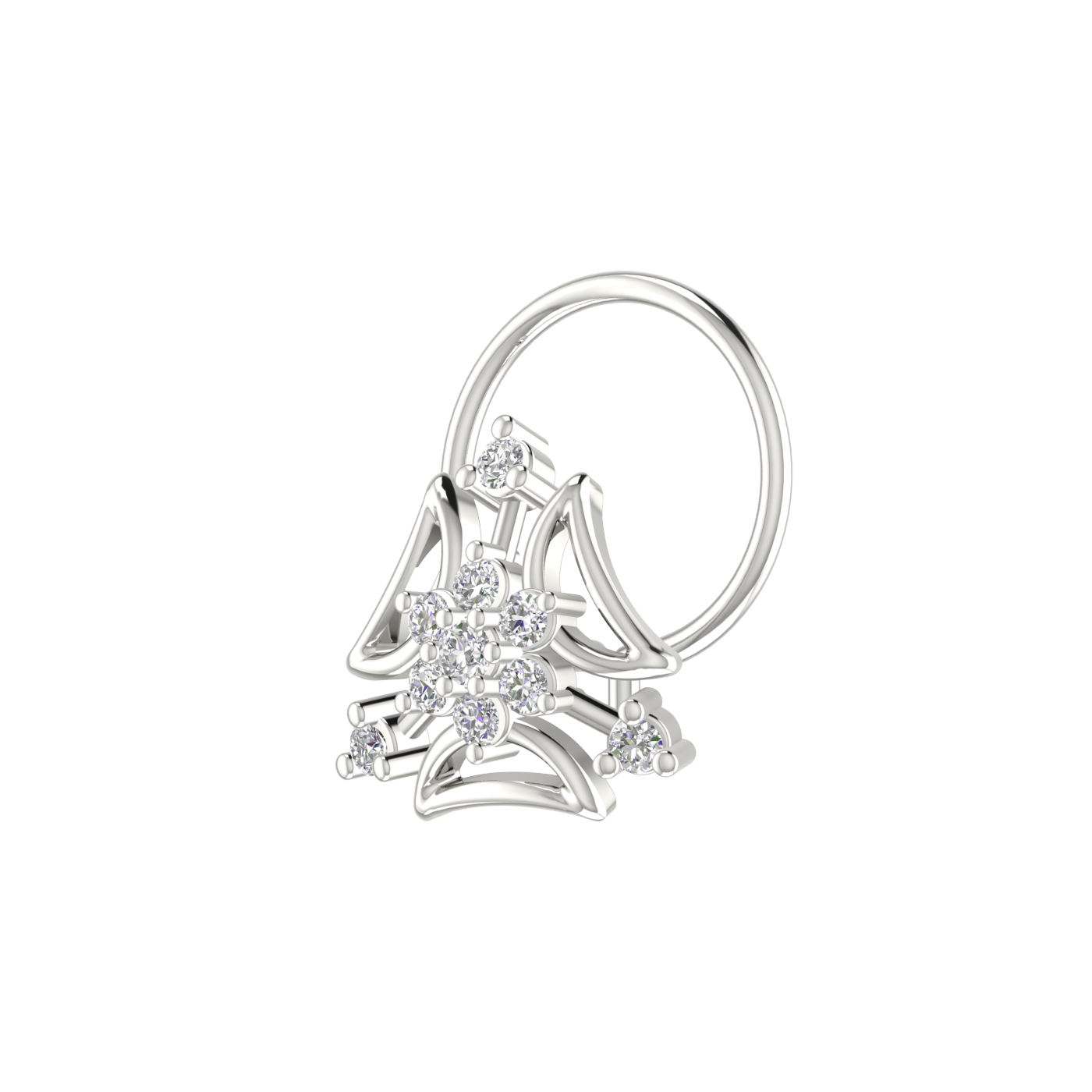 Delicate Floral Motif Spark – 0.07 Ct EF/VVS-VS Lab Grown Diamond Nose Pin