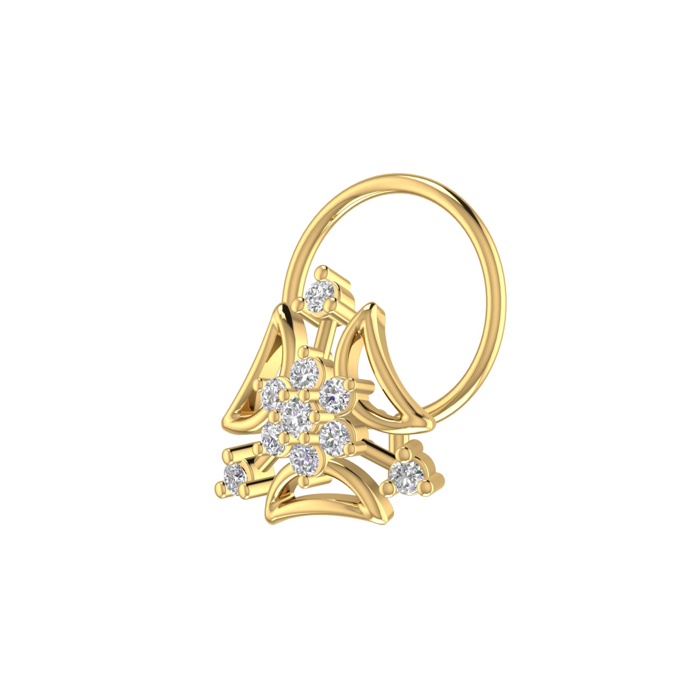Delicate Floral Motif Spark – 0.07 Ct EF/VVS-VS Lab Grown Diamond Nose Pin