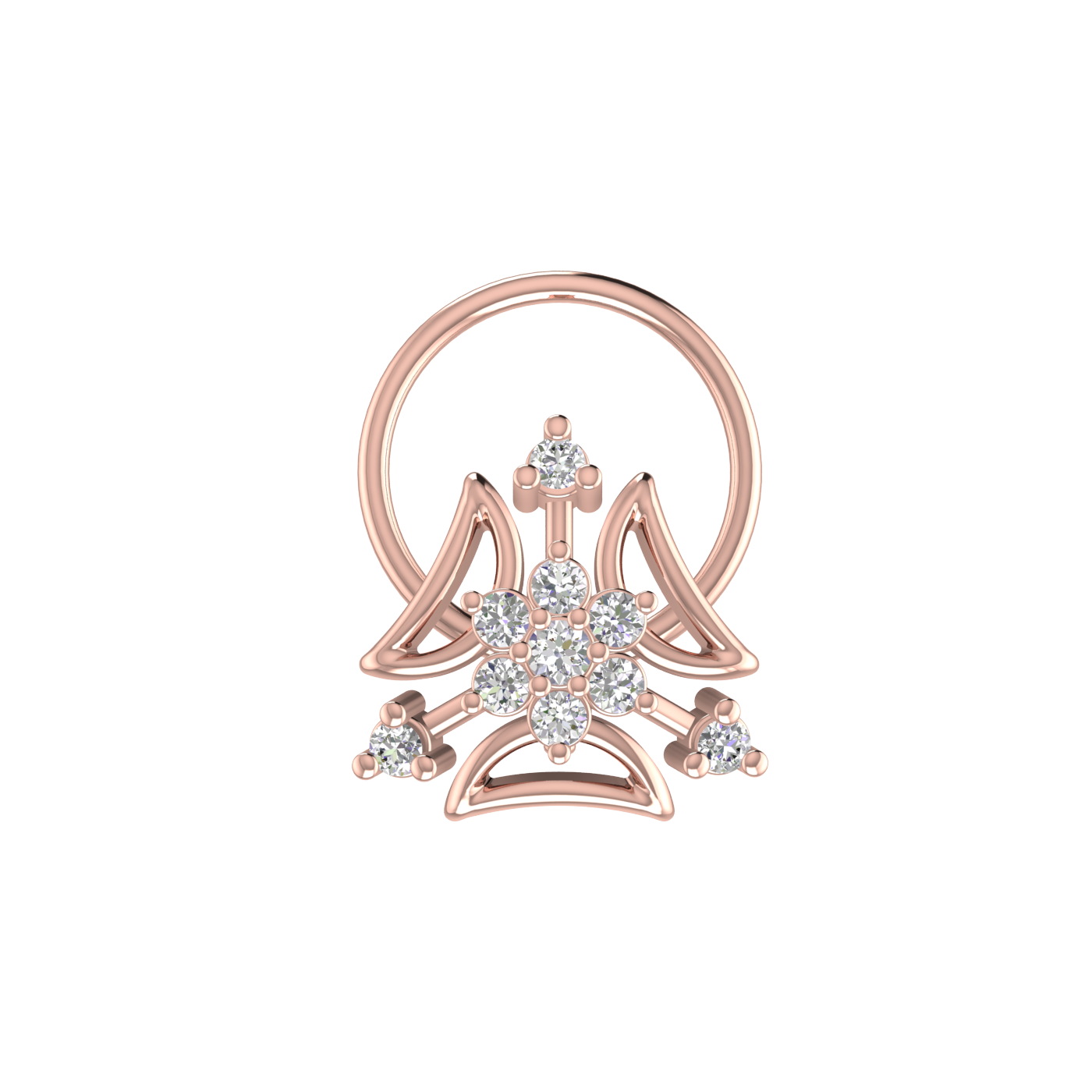 Delicate Floral Motif Spark – 0.07 Ct EF/VVS-VS Lab Grown Diamond Nose Pin