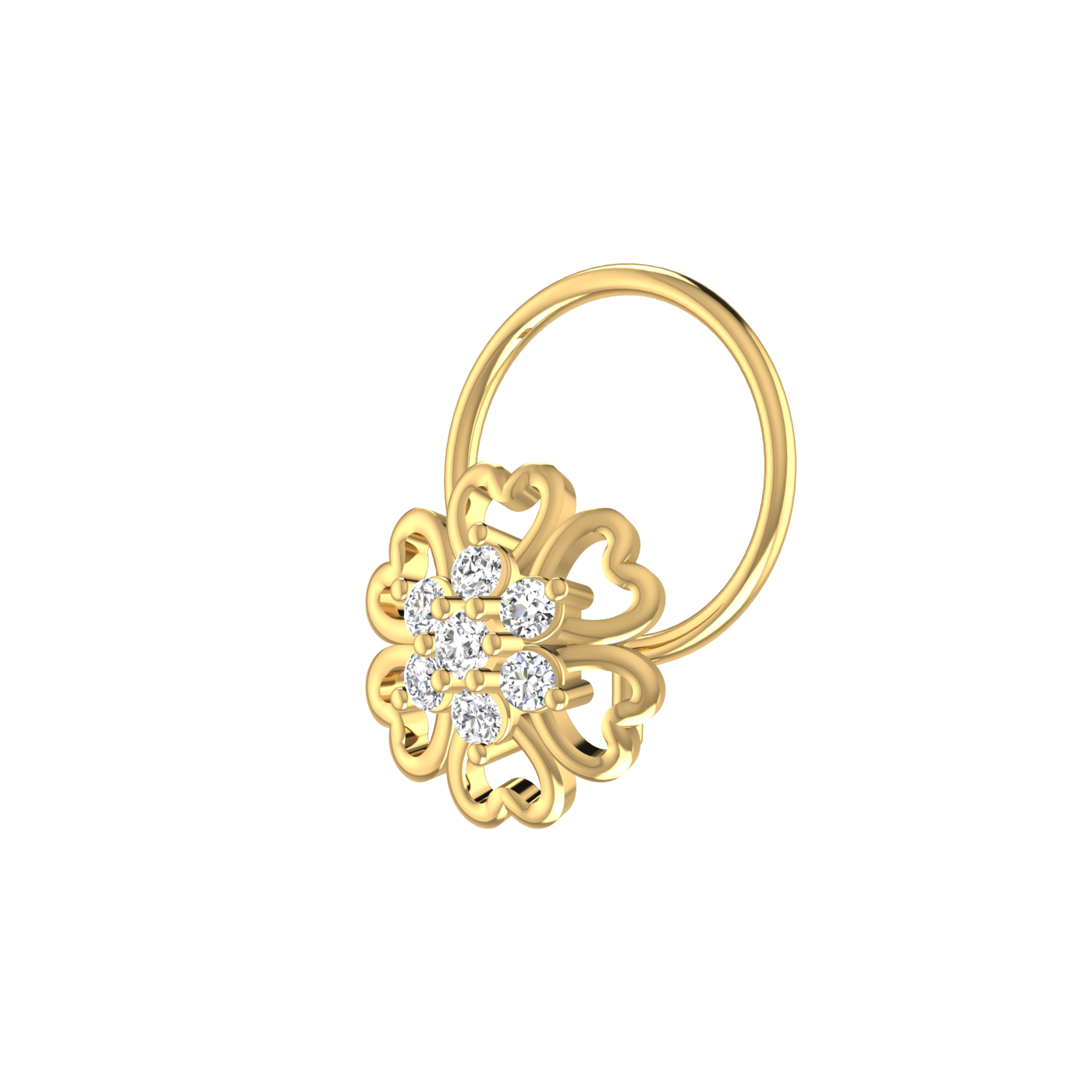 Heart Motif Flower 0.06 Carat Lab Grown Diamond Nose Pin