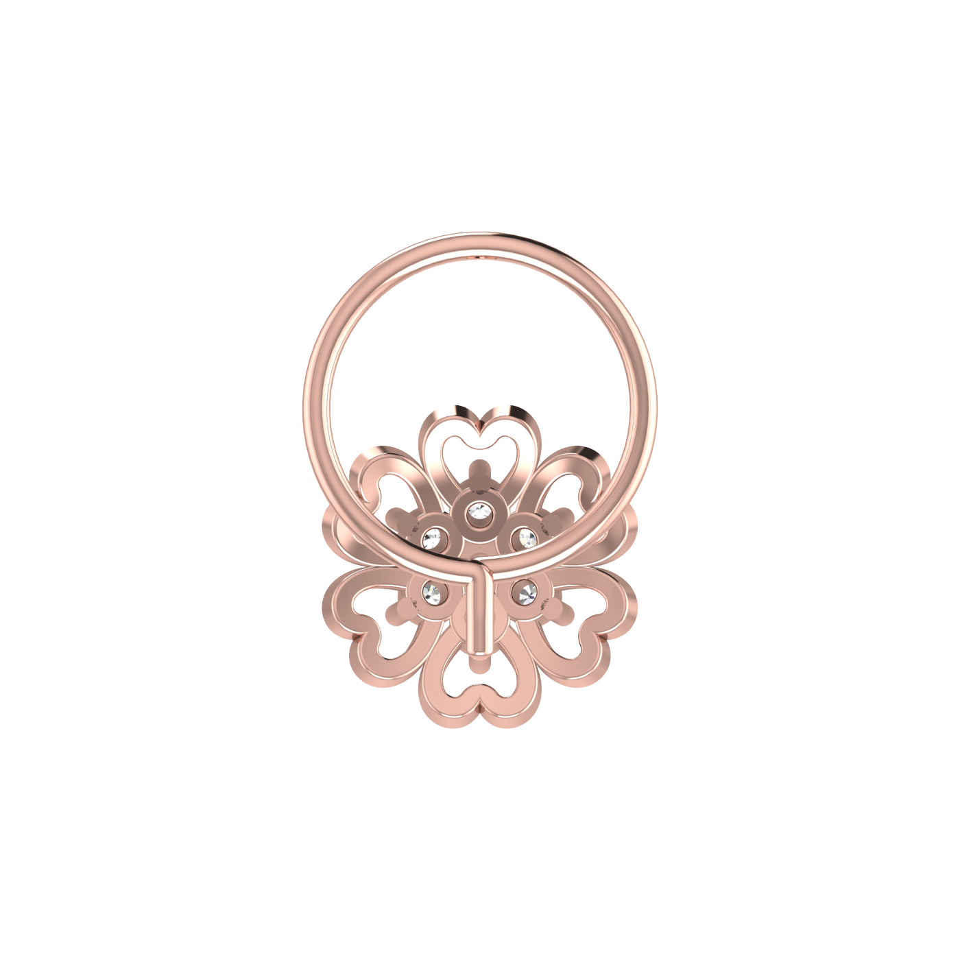 Heart Motif Flower 0.06 Carat Lab Grown Diamond Nose Pin