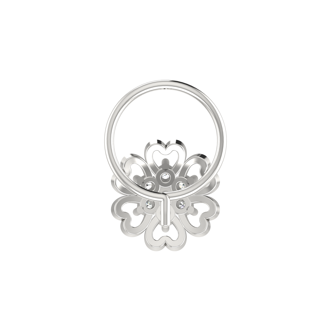 Heart Motif Flower 0.06 Carat Lab Grown Diamond Nose Pin