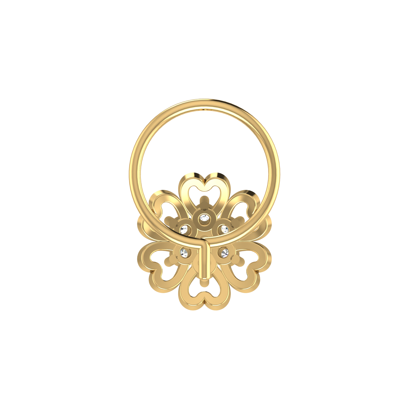 Heart Motif Flower 0.06 Carat Lab Grown Diamond Nose Pin