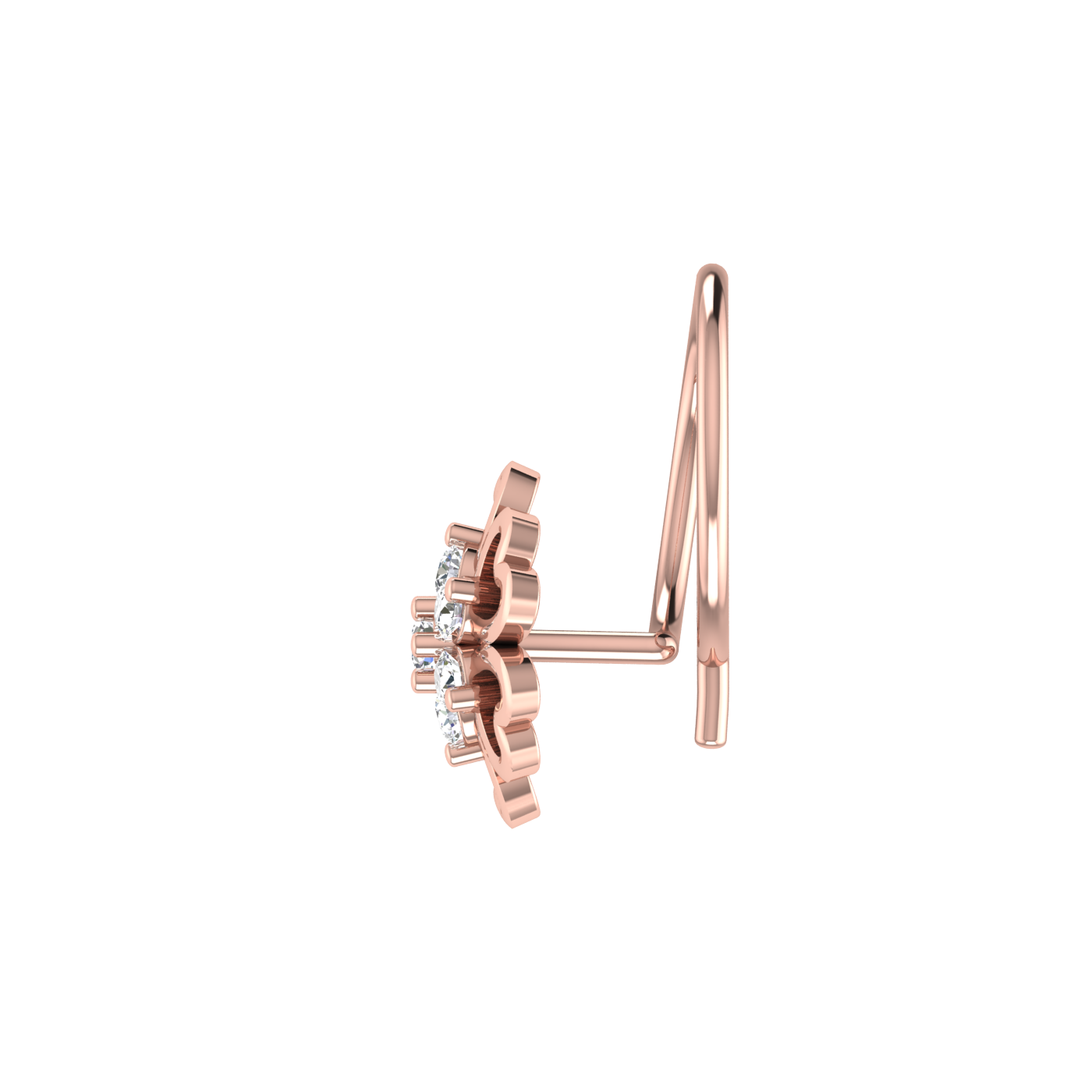Heart Motif Flower 0.06 Carat Lab Grown Diamond Nose Pin