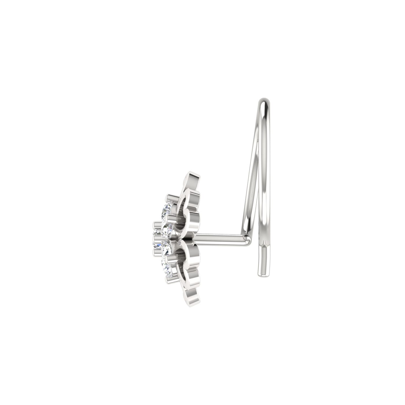 Heart Motif Flower 0.06 Carat Lab Grown Diamond Nose Pin