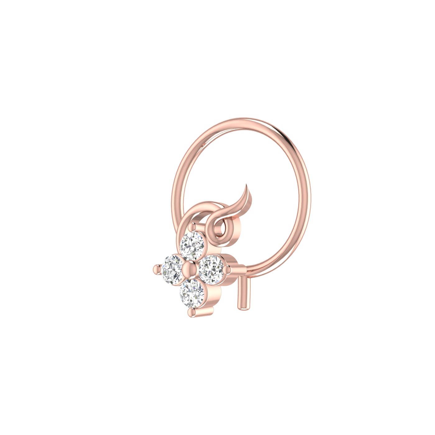 Enchanted Petal Style Sleek Swirl Charm — 0.06 Carat Lab Grown Diamond Nose Pin
