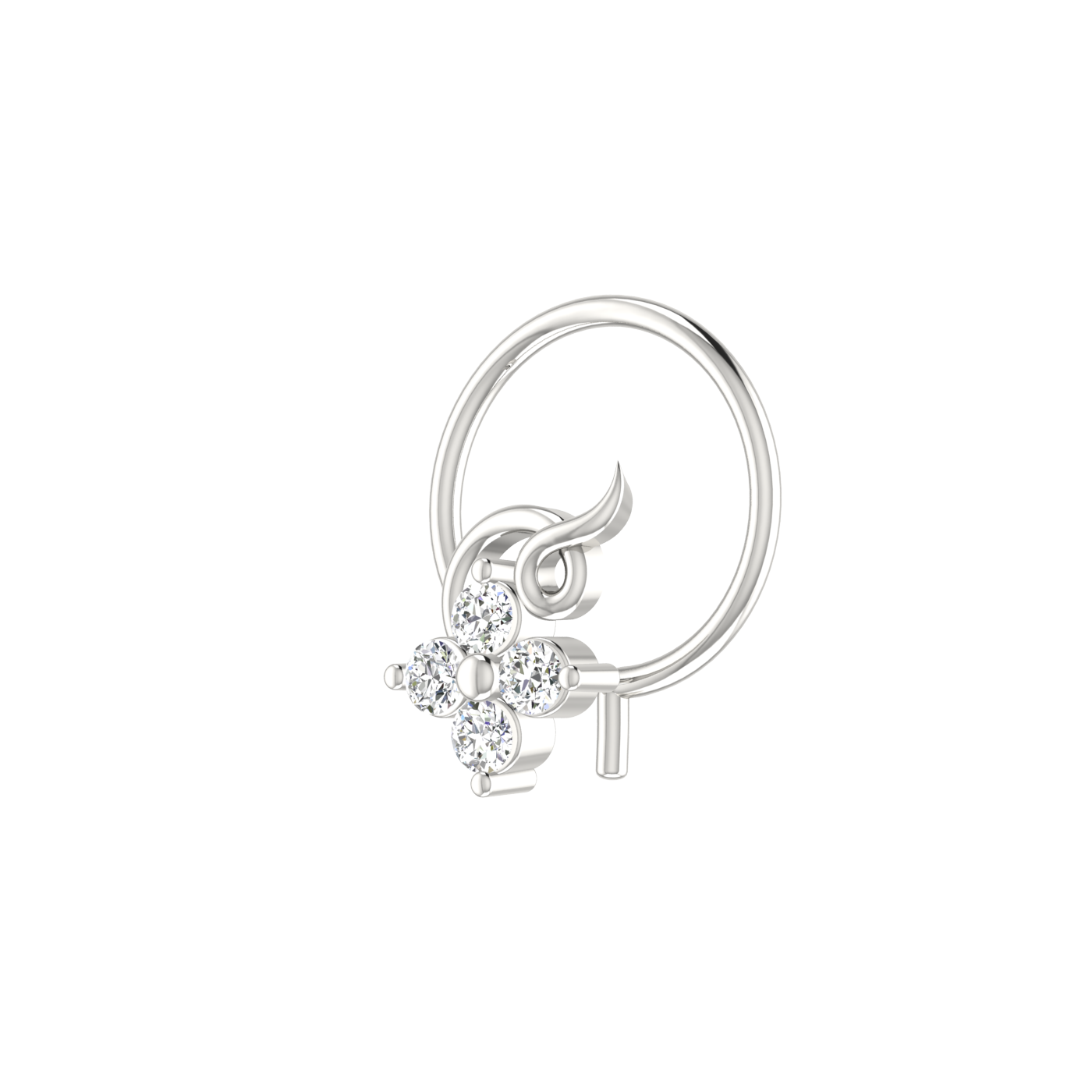 Enchanted Petal Style Sleek Swirl Charm — 0.06 Carat Lab Grown Diamond Nose Pin