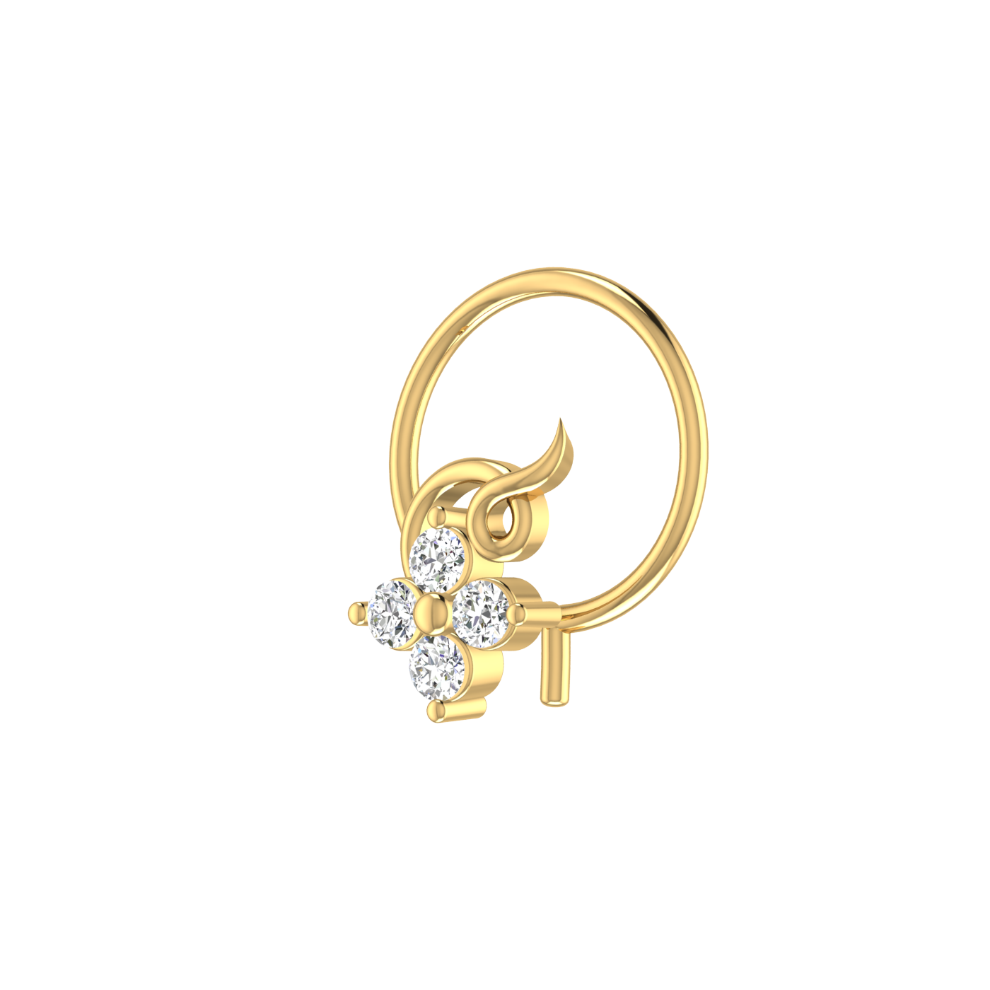 Enchanted Petal Style Sleek Swirl Charm — 0.06 Carat Lab Grown Diamond Nose Pin